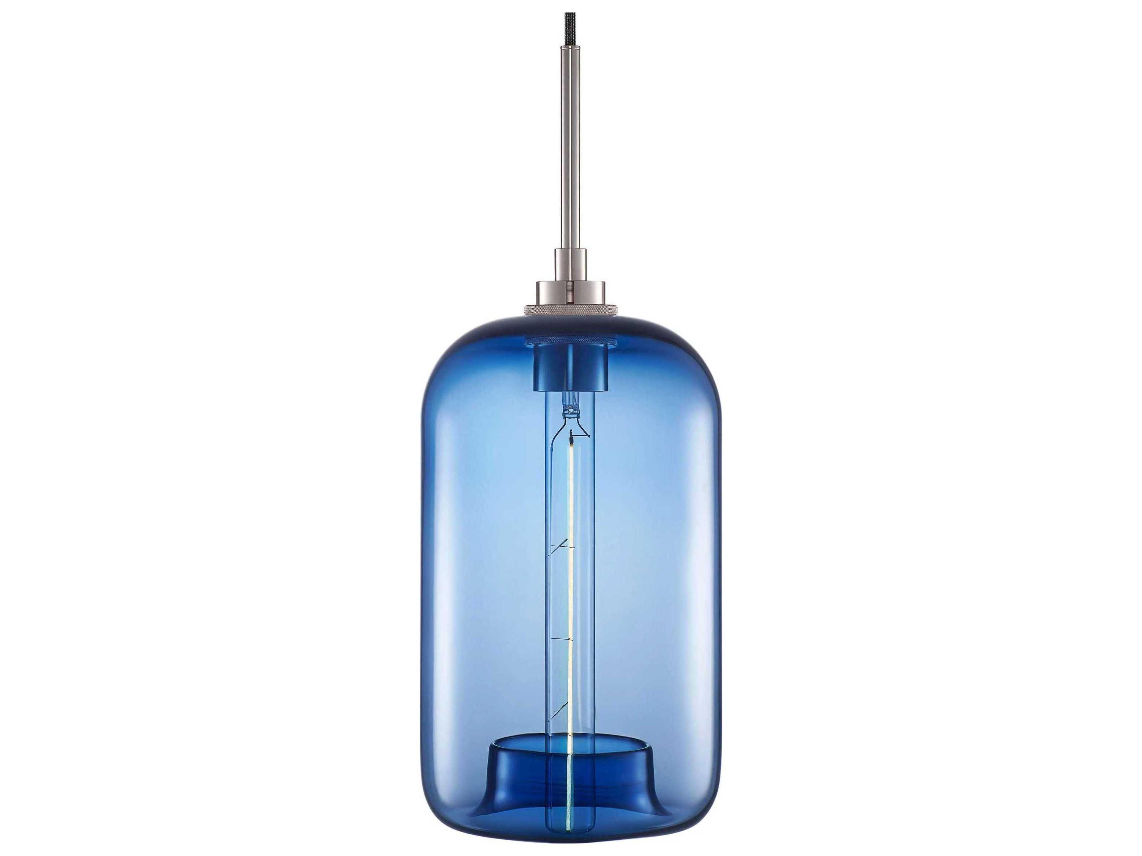 Niche Silica Pod 1-Light Sapphire Blue Cylinder Mini Pendant