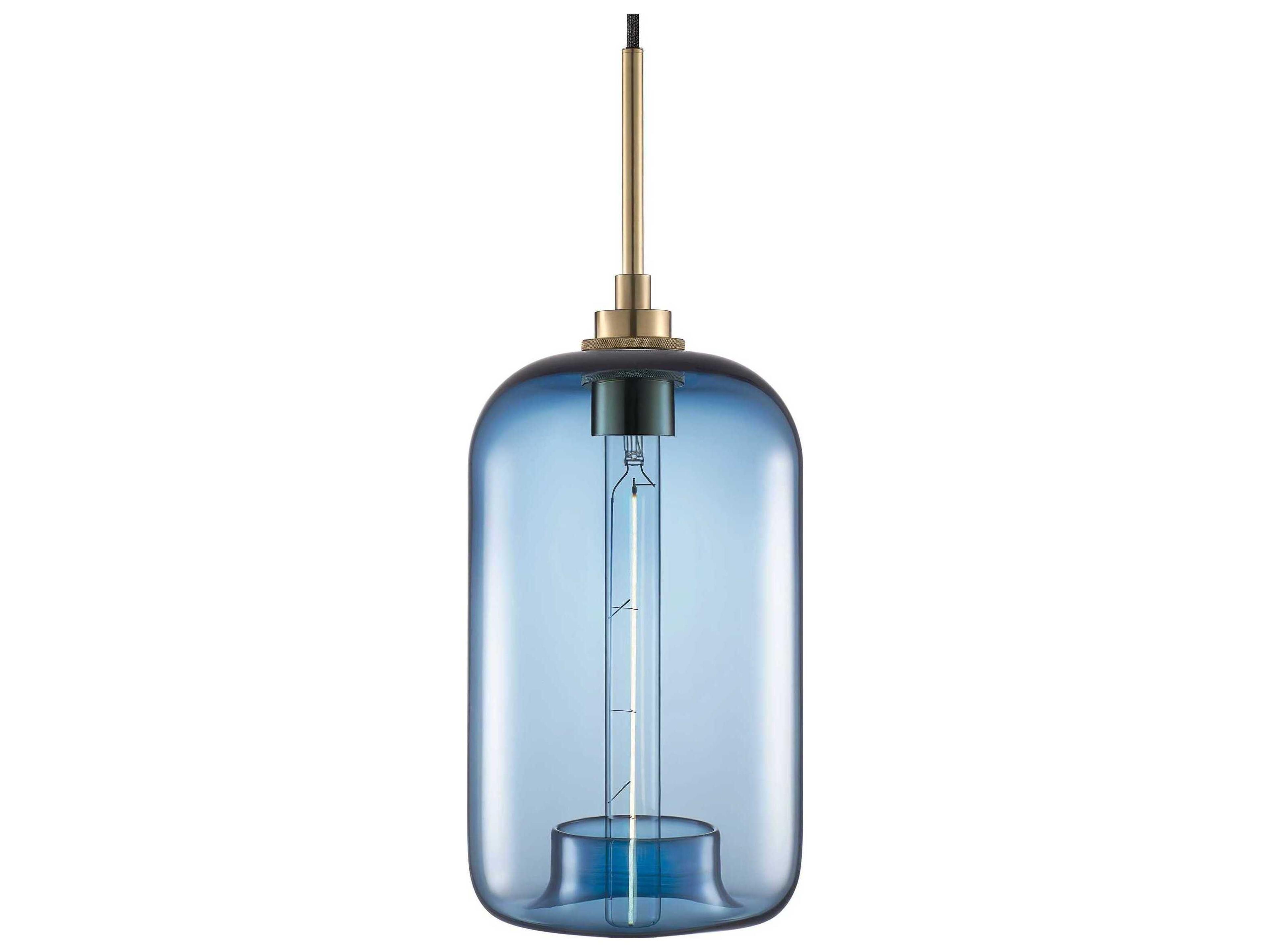 Niche Silica Pod 1-Light Sapphire Blue Cylinder Mini Pendant