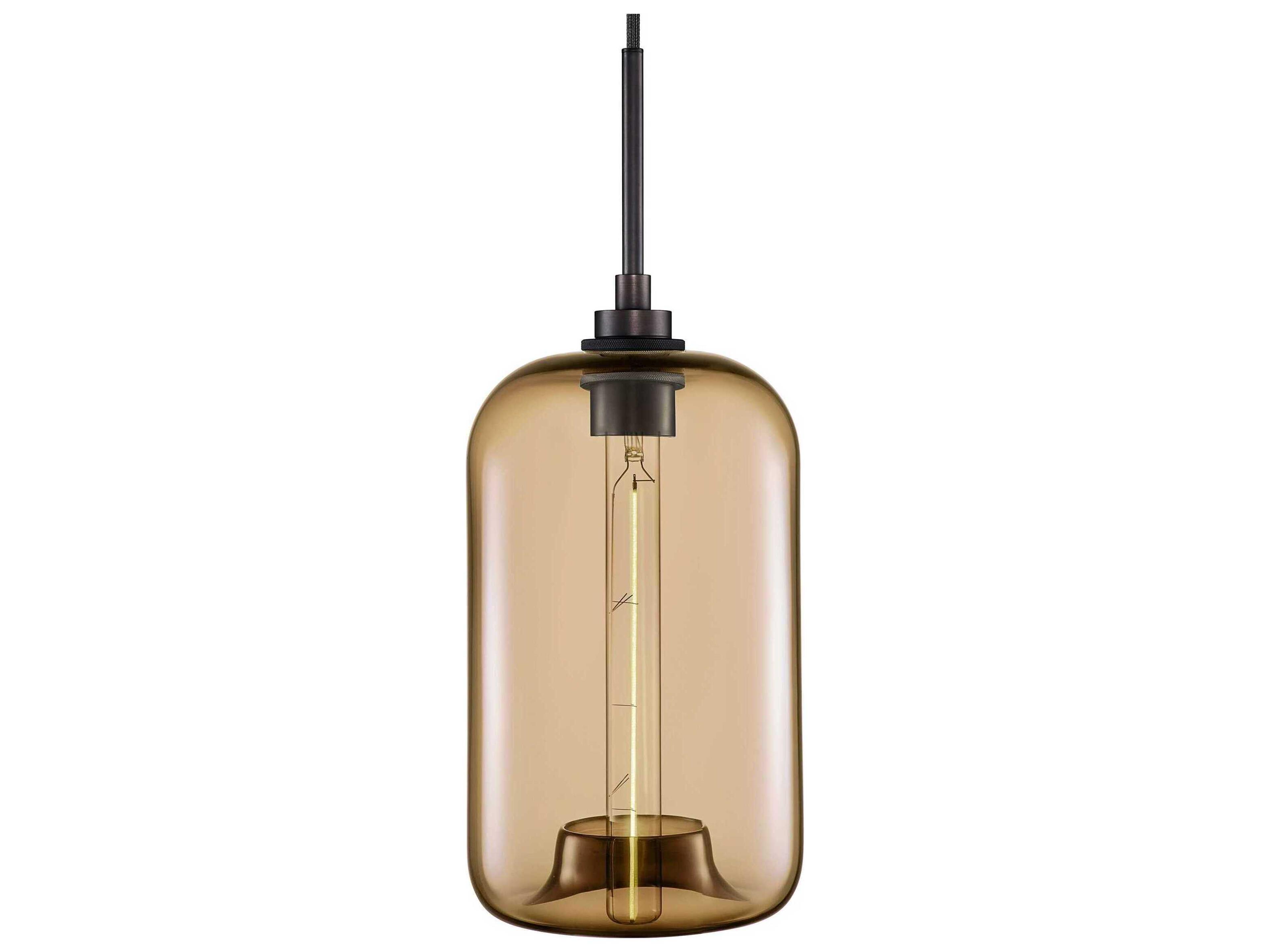 Silica Pod 1-Light Smoke Yellow Cylinder Mini Pendant
