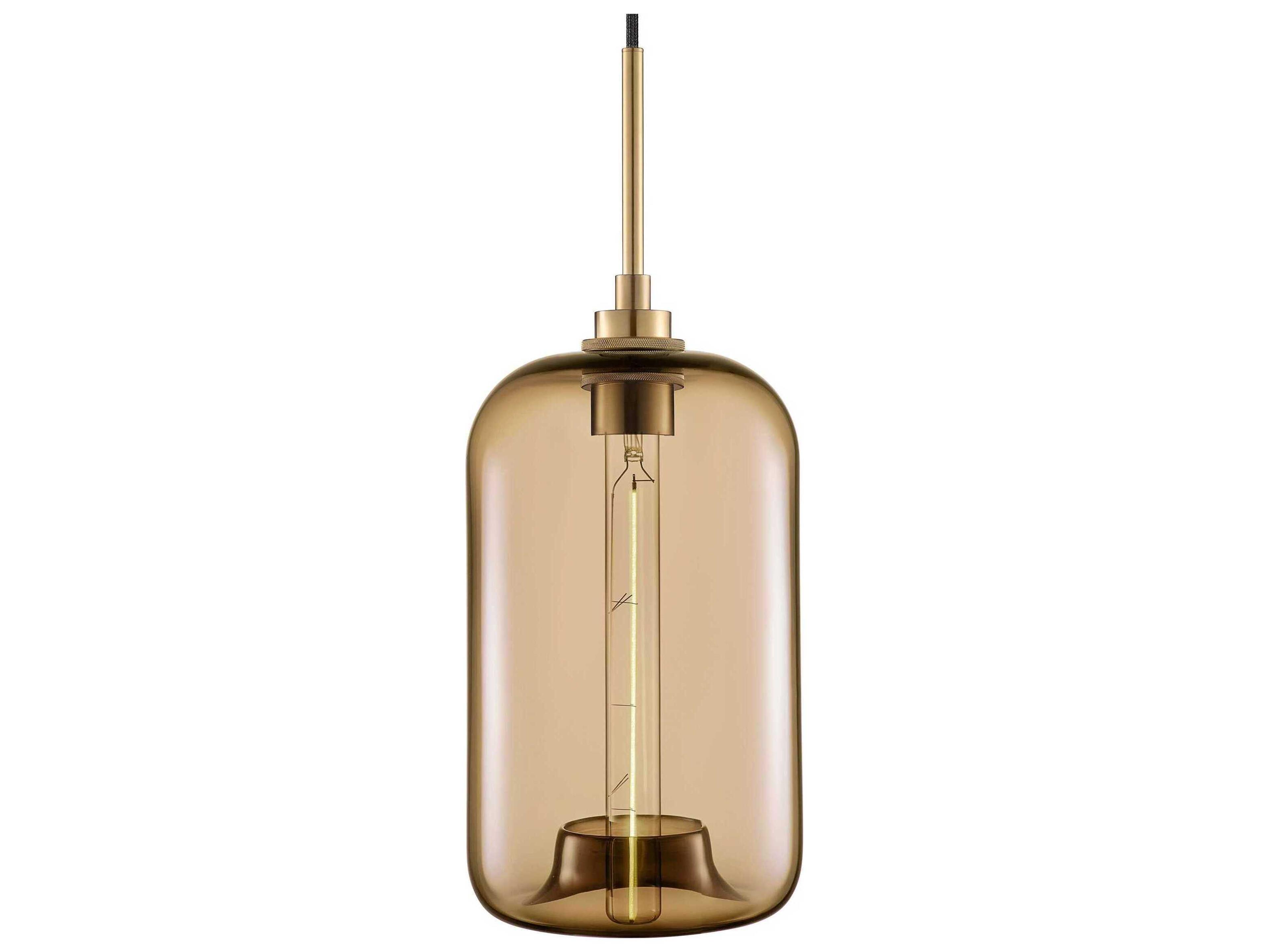 Niche Silica Pod 1-Light Smoke Yellow Cylinder Mini Pendant