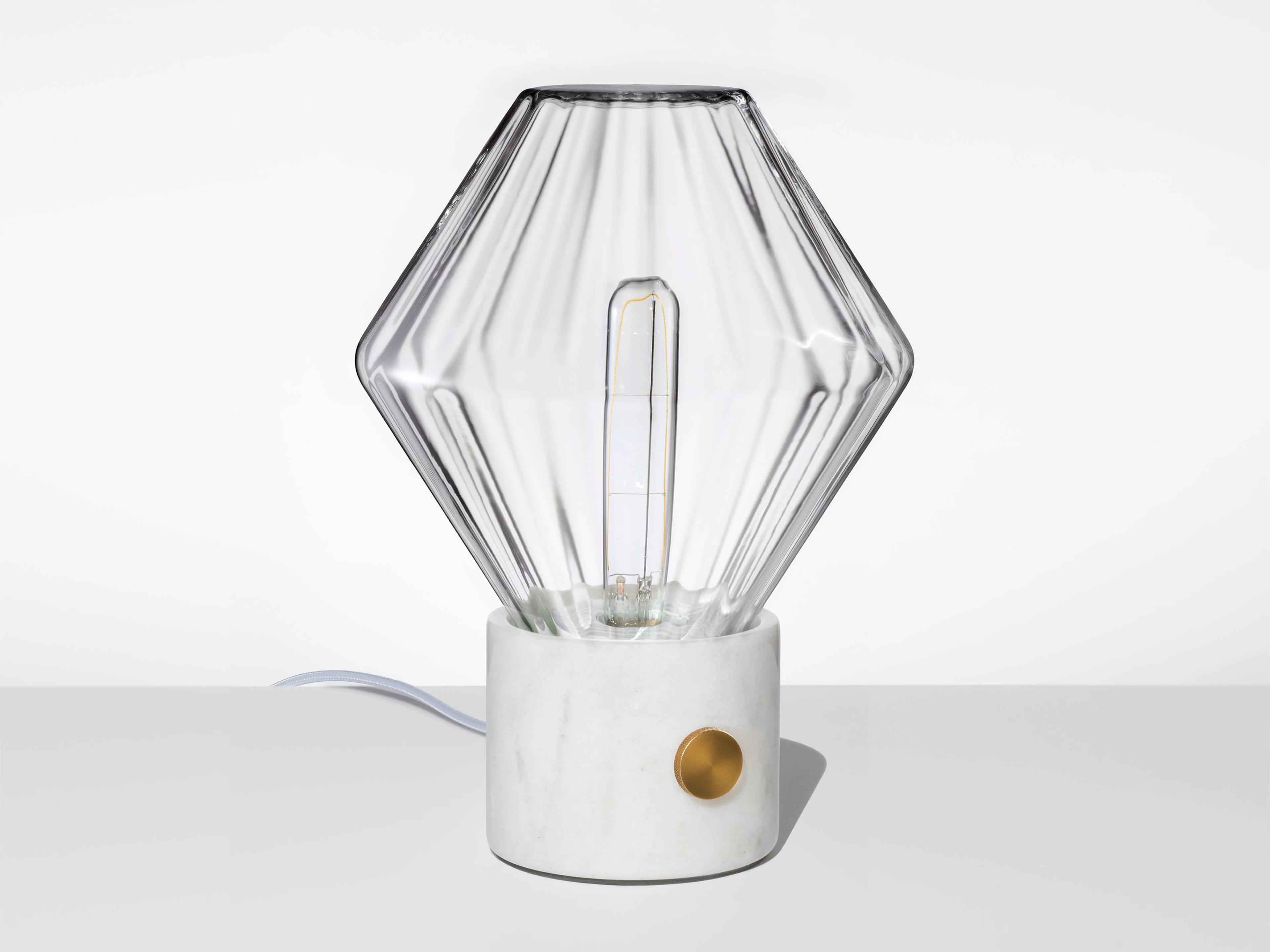 Ionic Crystal Optique White Marble Table Lamp