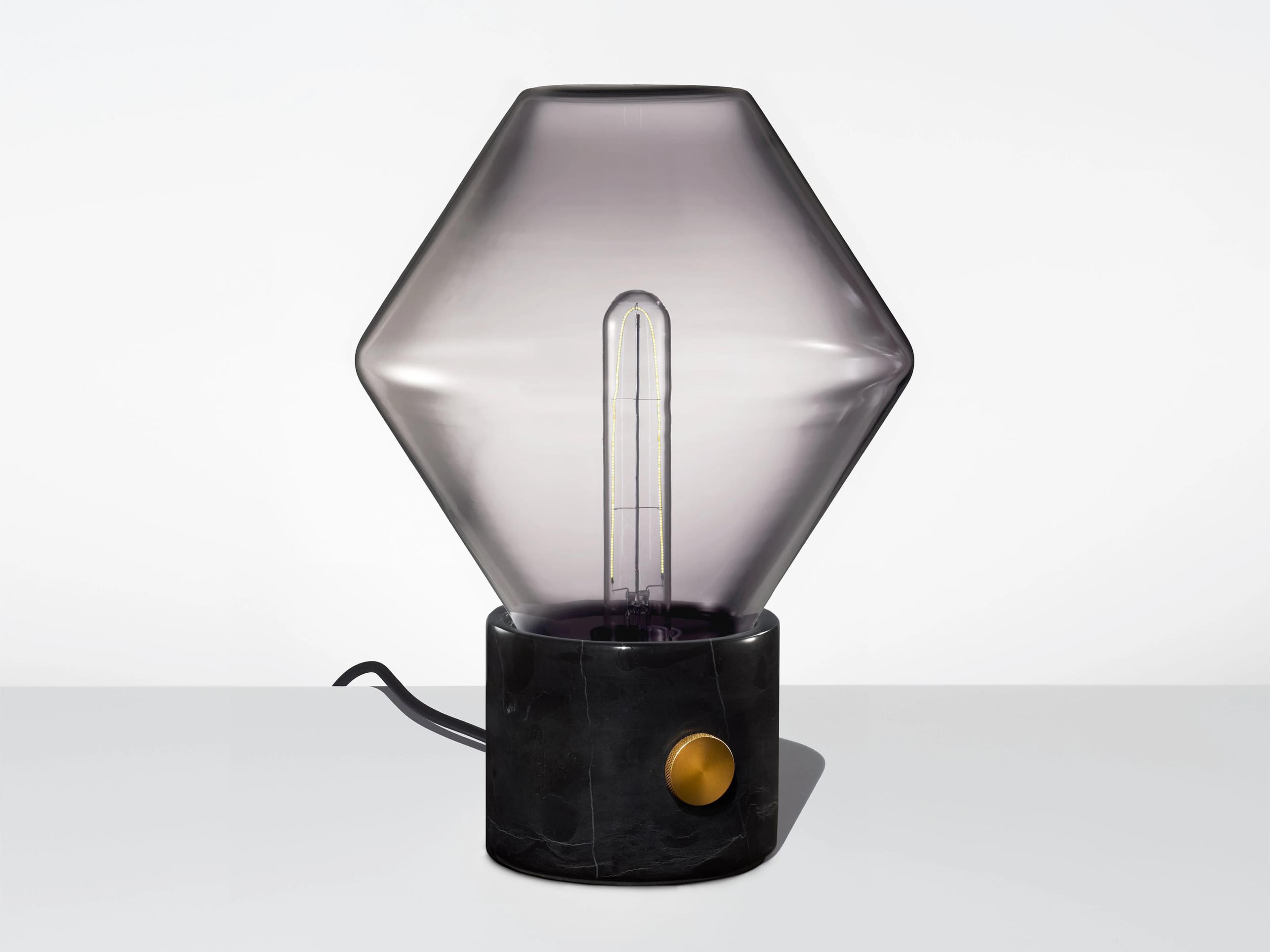 Ionic Gray Black Marble Table Lamp