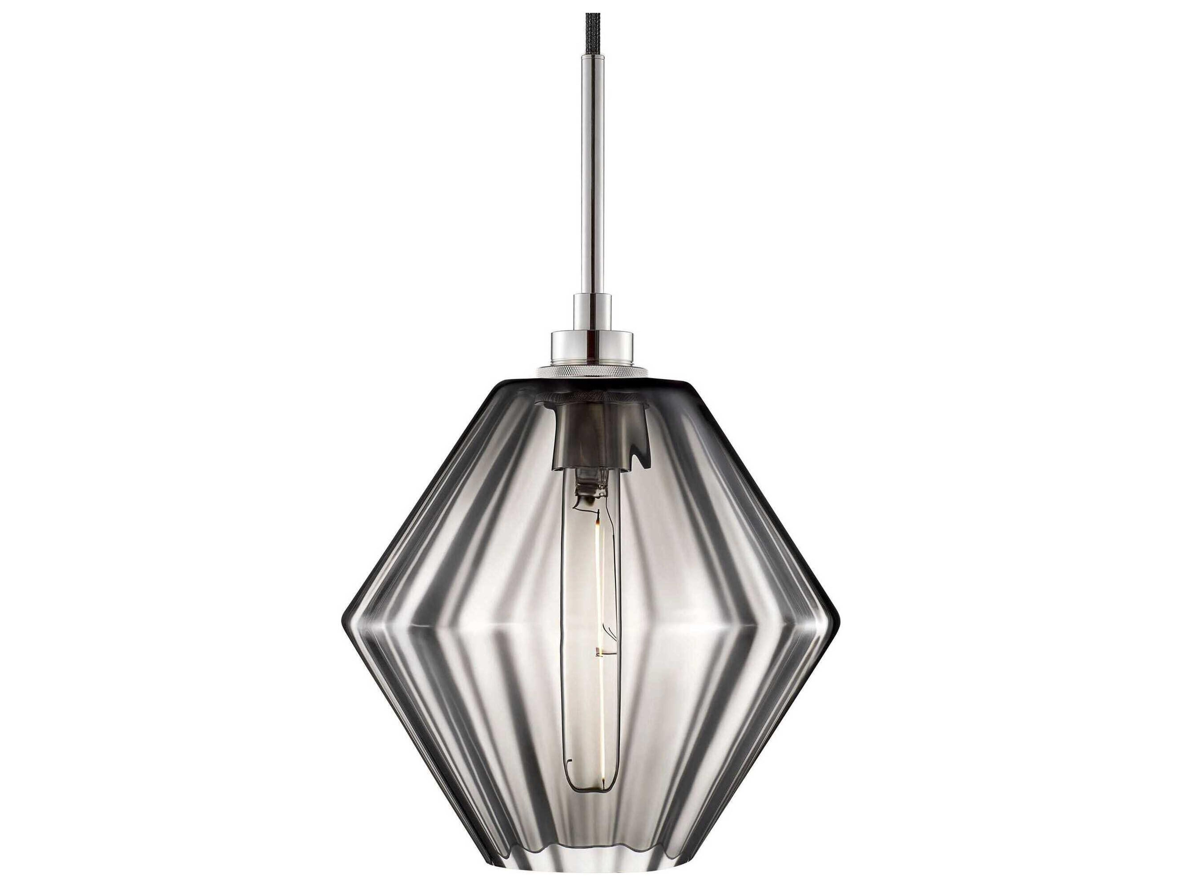 Crystalline Trove 1-Light Gray Optique Polished Nickel Mini Pendant