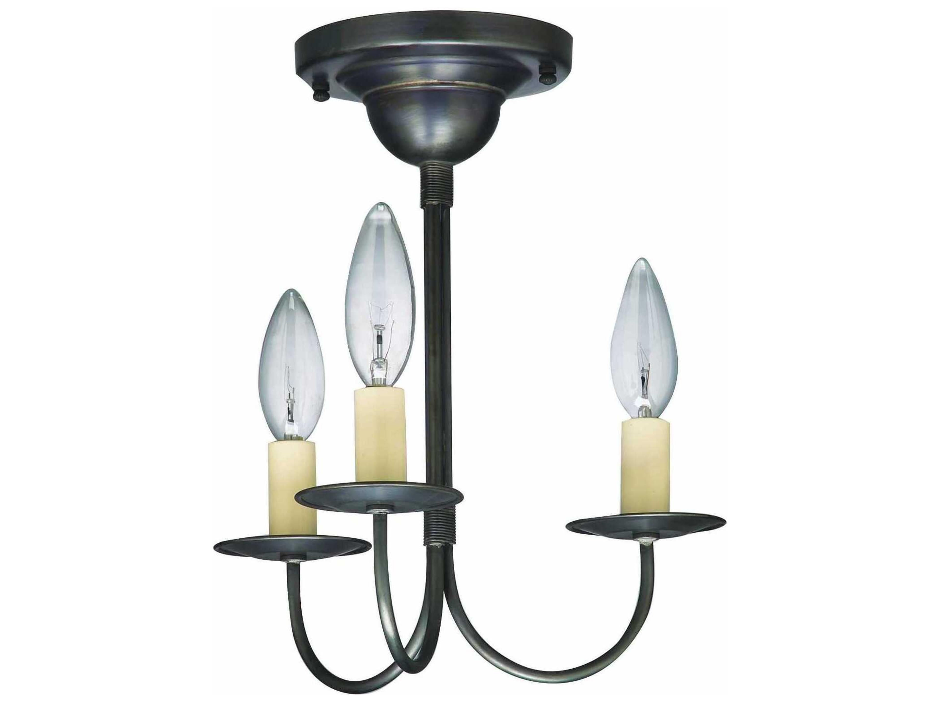 3-Light Black Semi Flush Mount