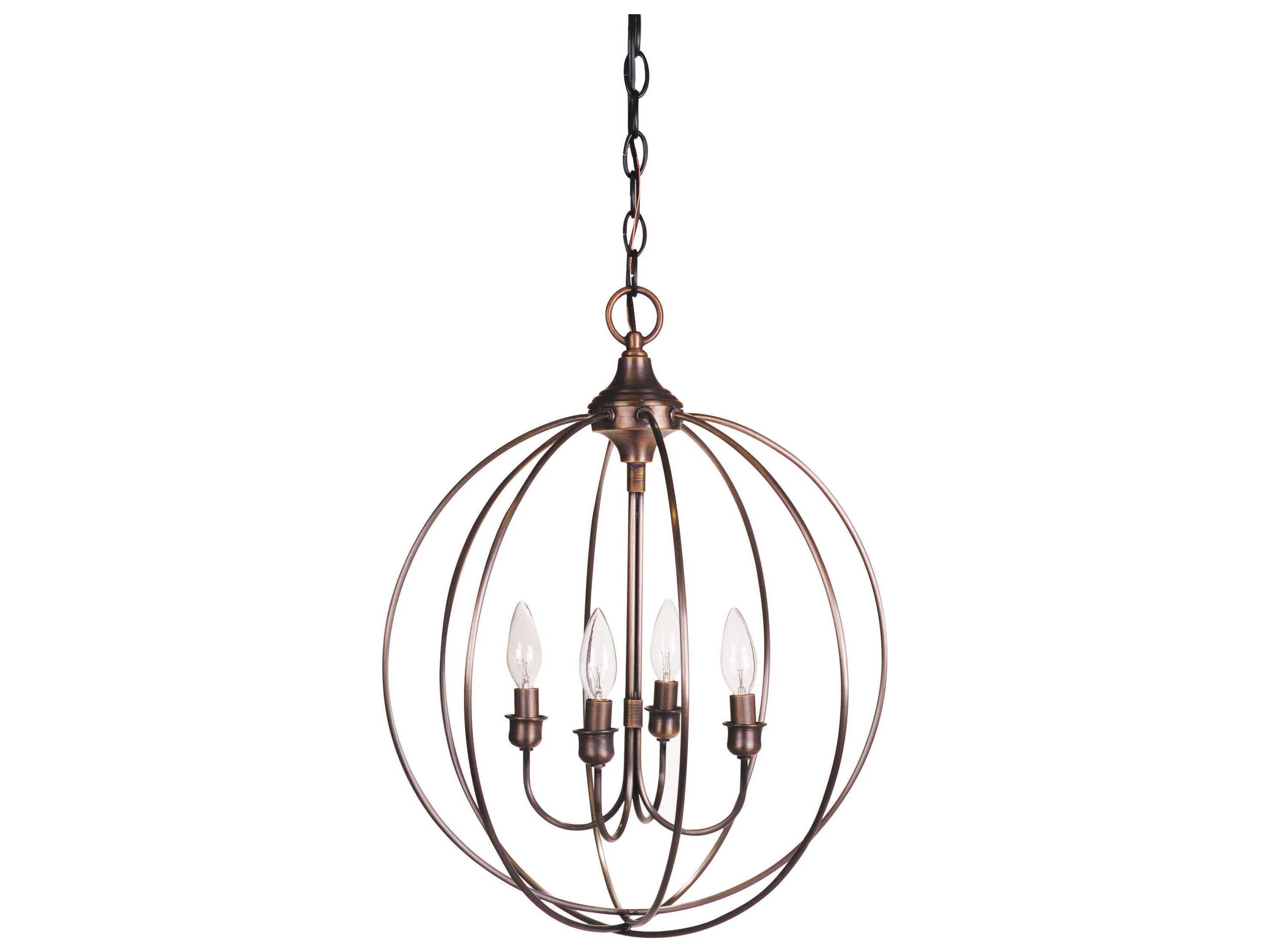 Orb 4-Light Brass Globe Chandelier