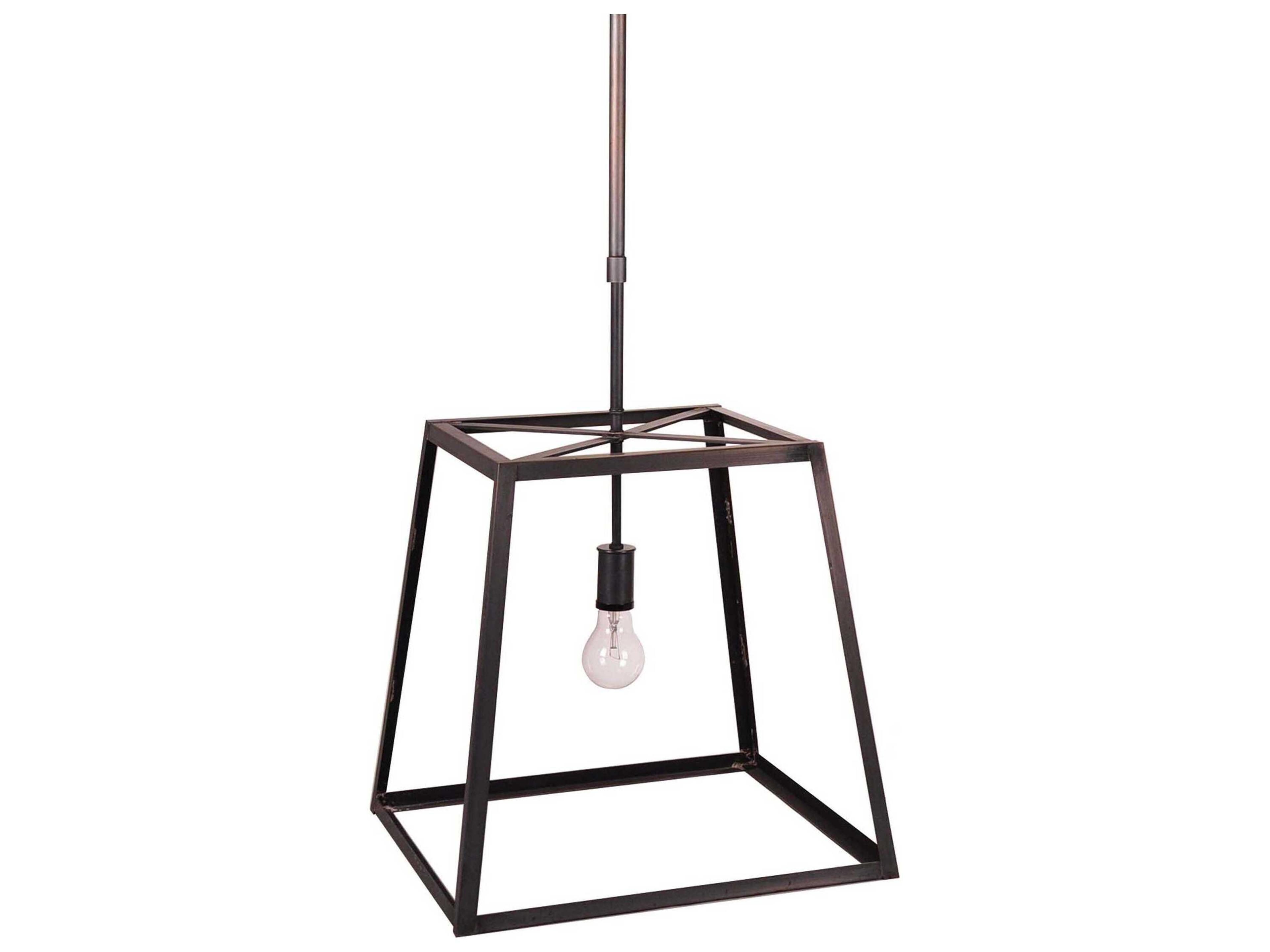 Transitional 1-Light Black Geometric Pendant