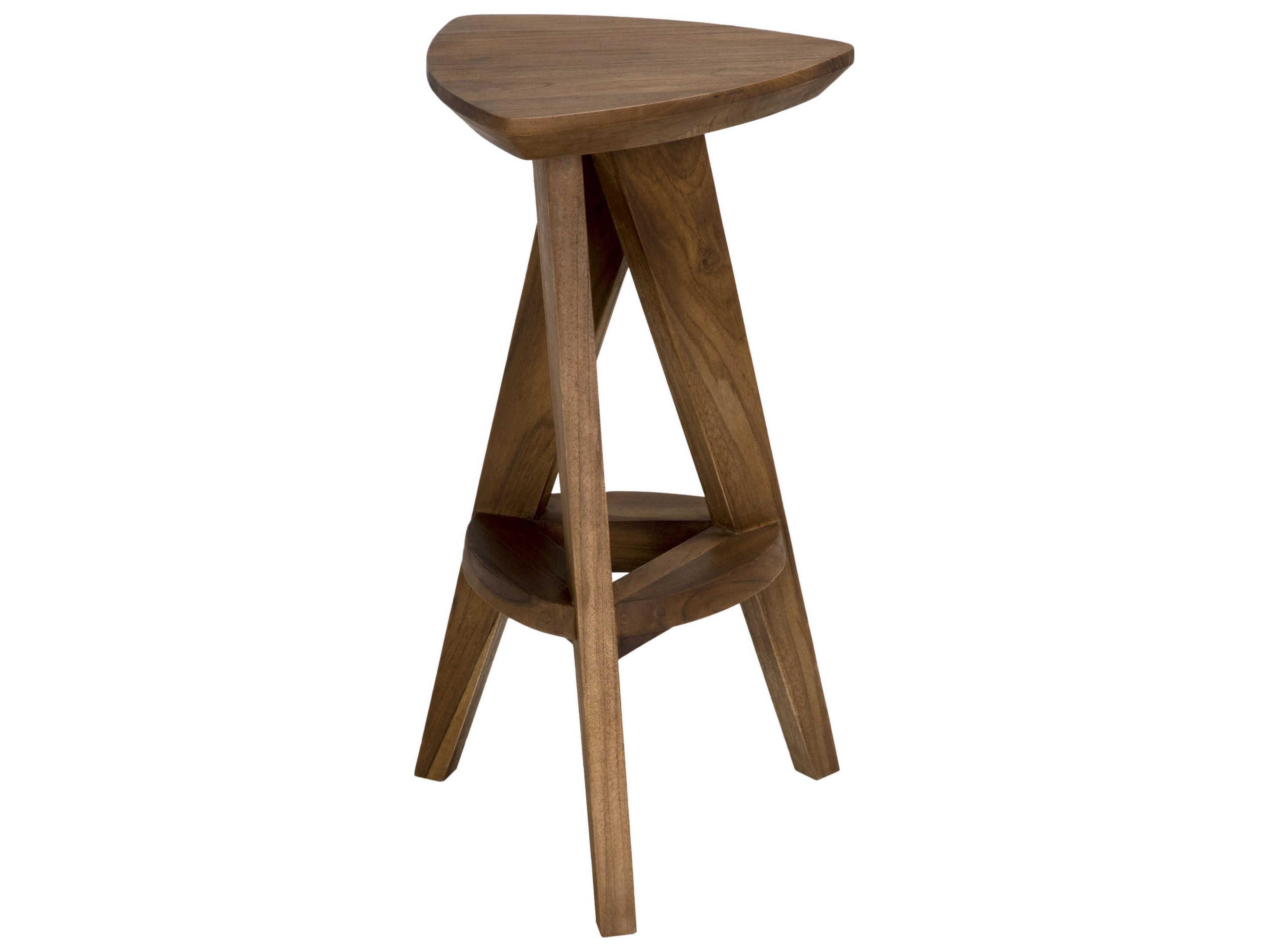 Twist Teak Wood Counter Stool in Clear Coat Flat Finish
