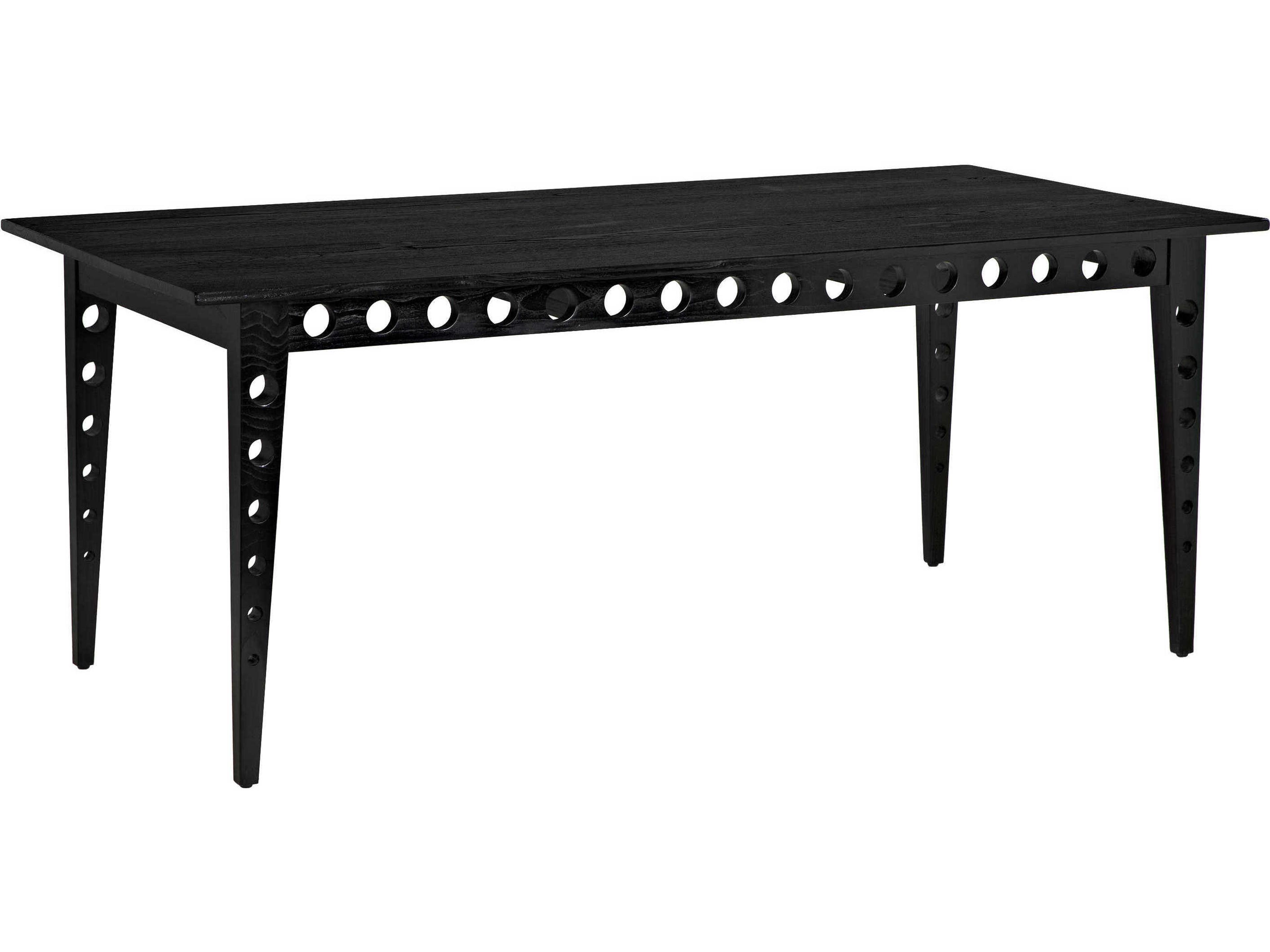 Noir Rectangular Wood Charcoal Black Dining Table