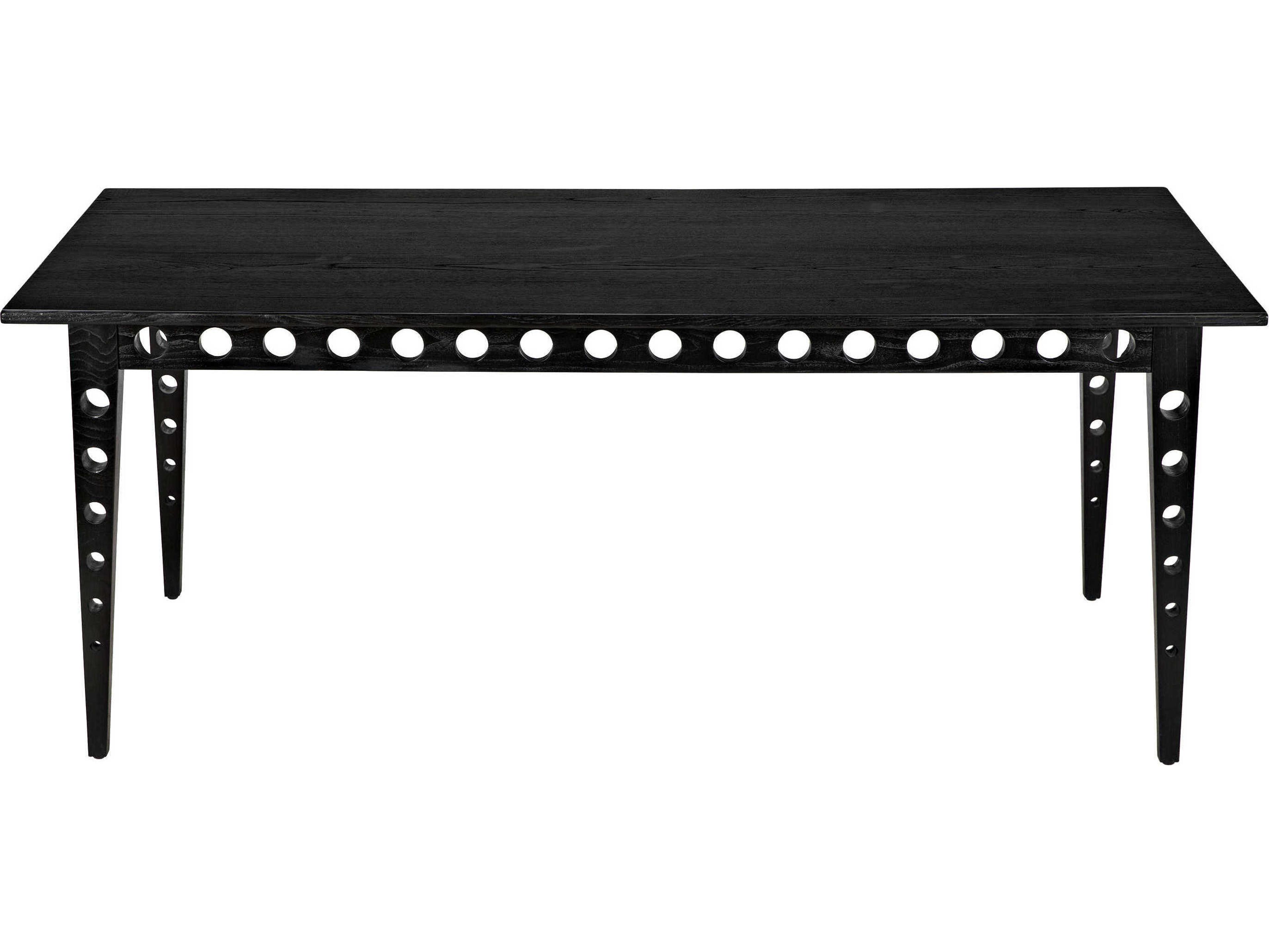 Noir Rectangular Wood Charcoal Black Dining Table