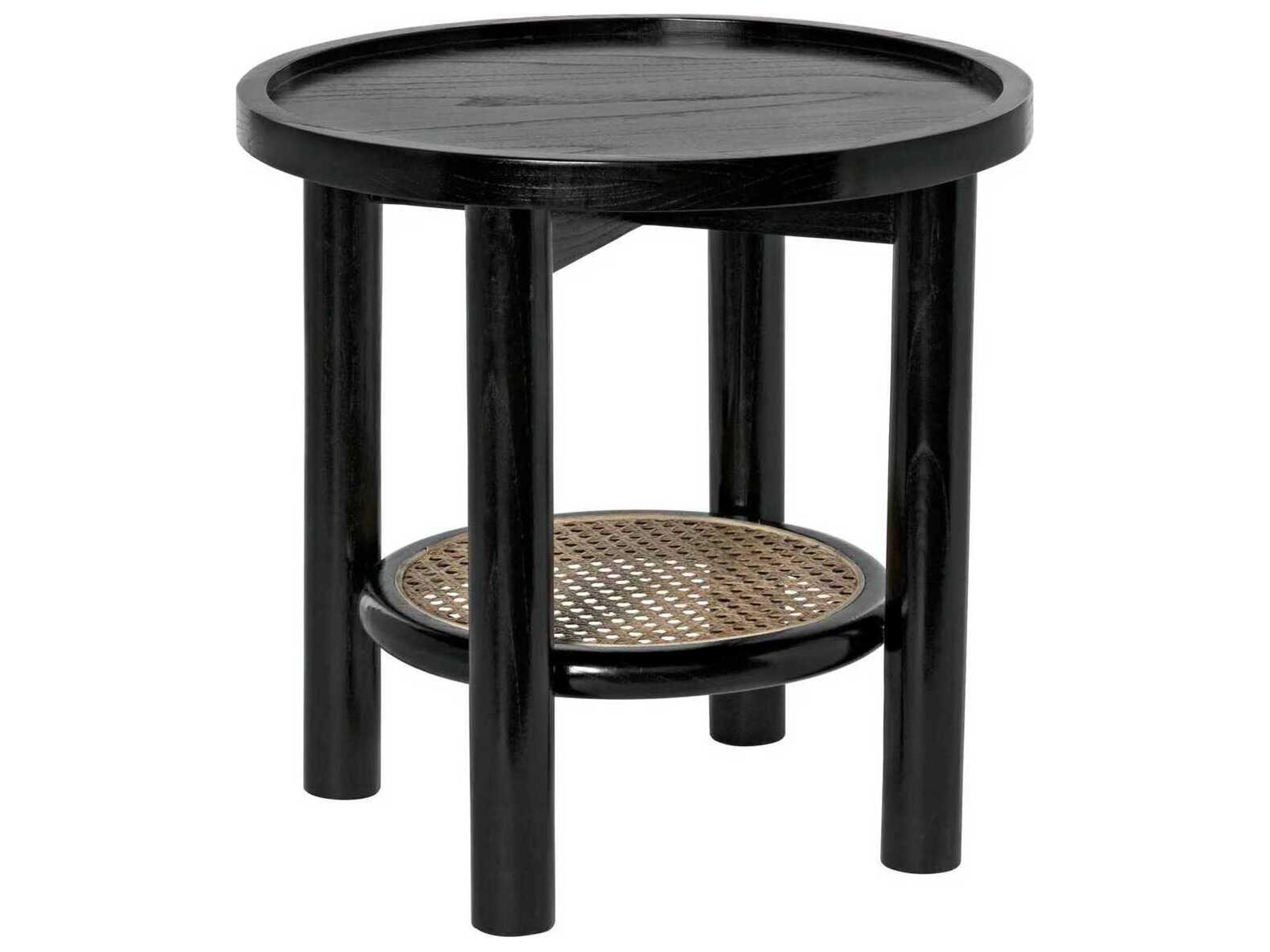 Noir Round Wood Charcoal Black End Table