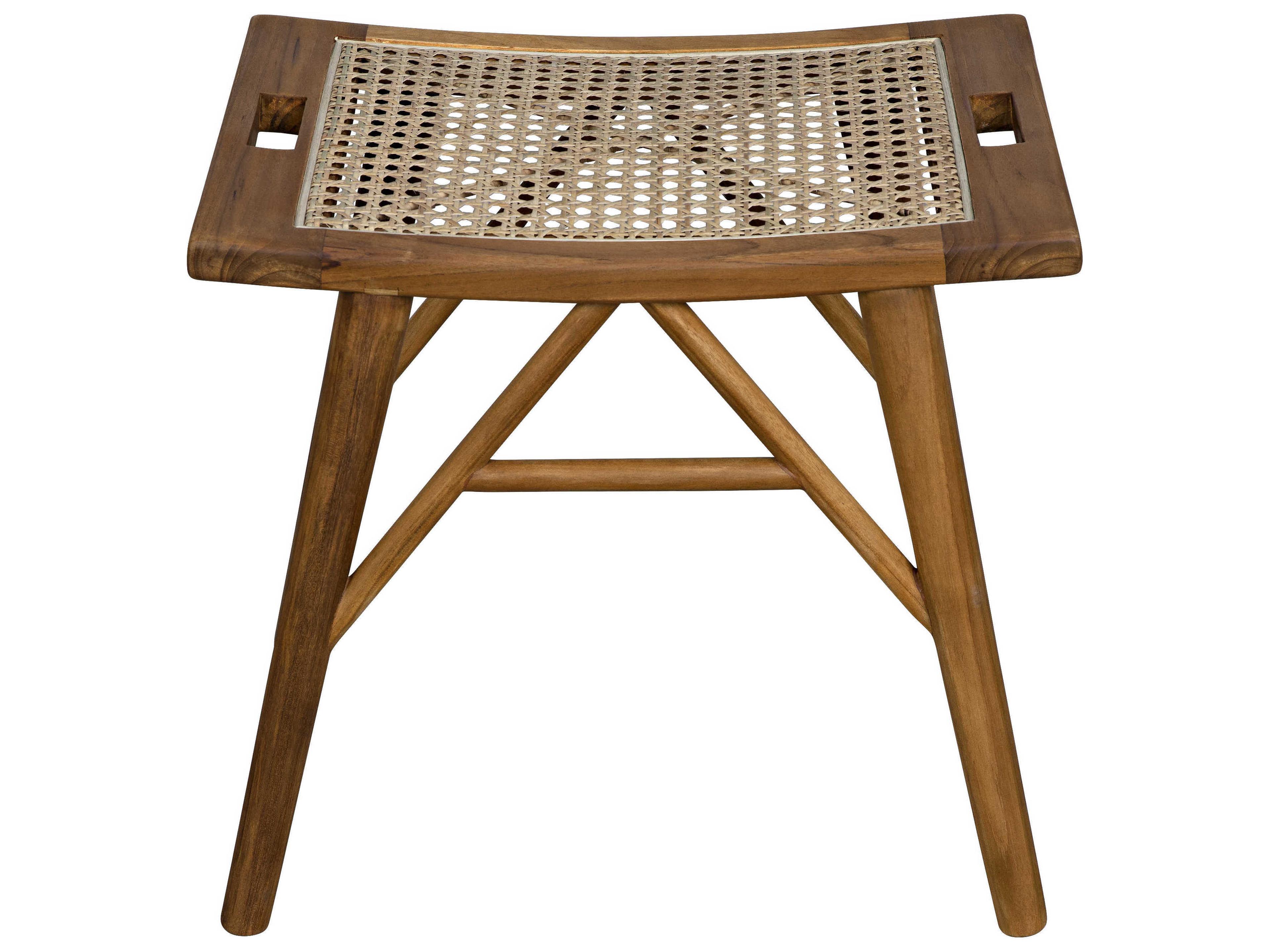 Noir Caning Clear Coat Flat Brown Accent Stool