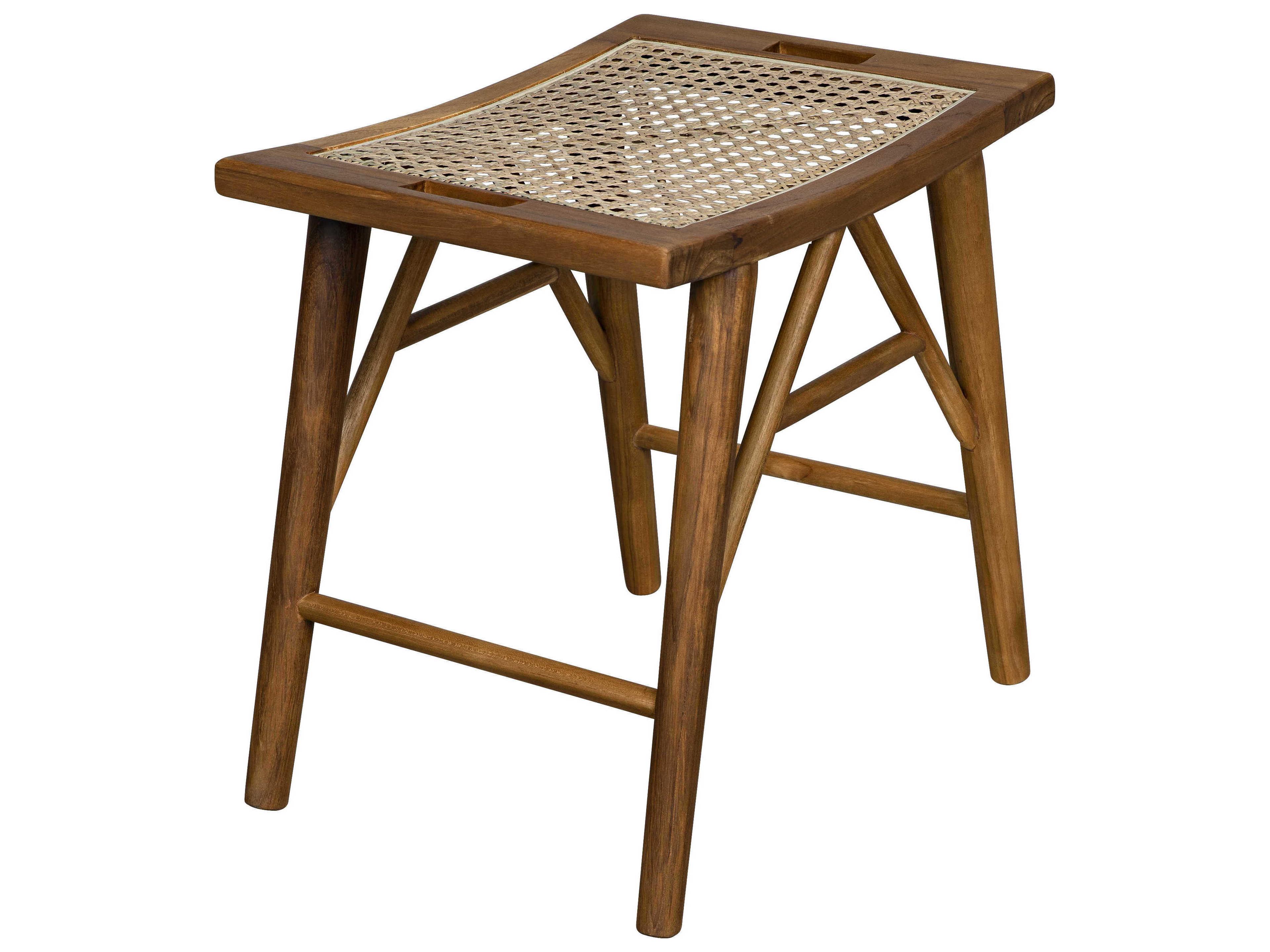 Noir Caning Clear Coat Flat Brown Accent Stool