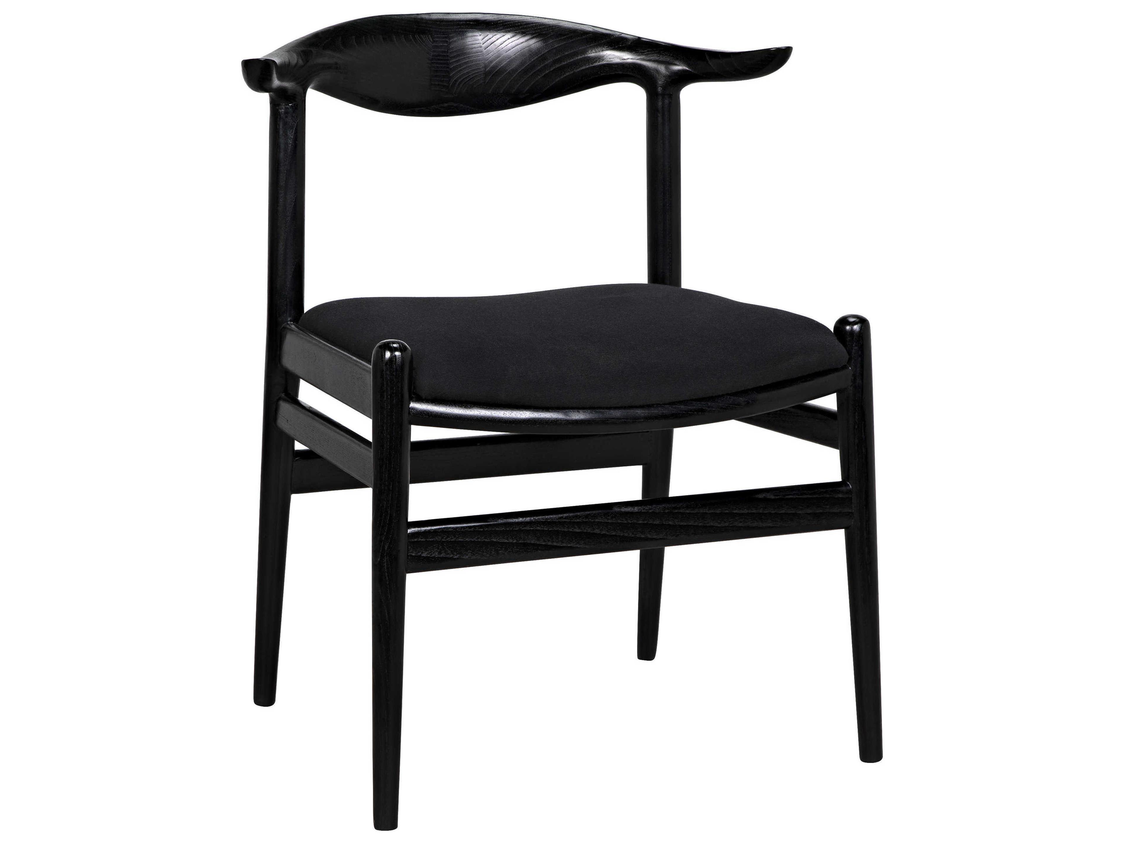 Sungkai Wood Black Upholstered Side Dining Chair