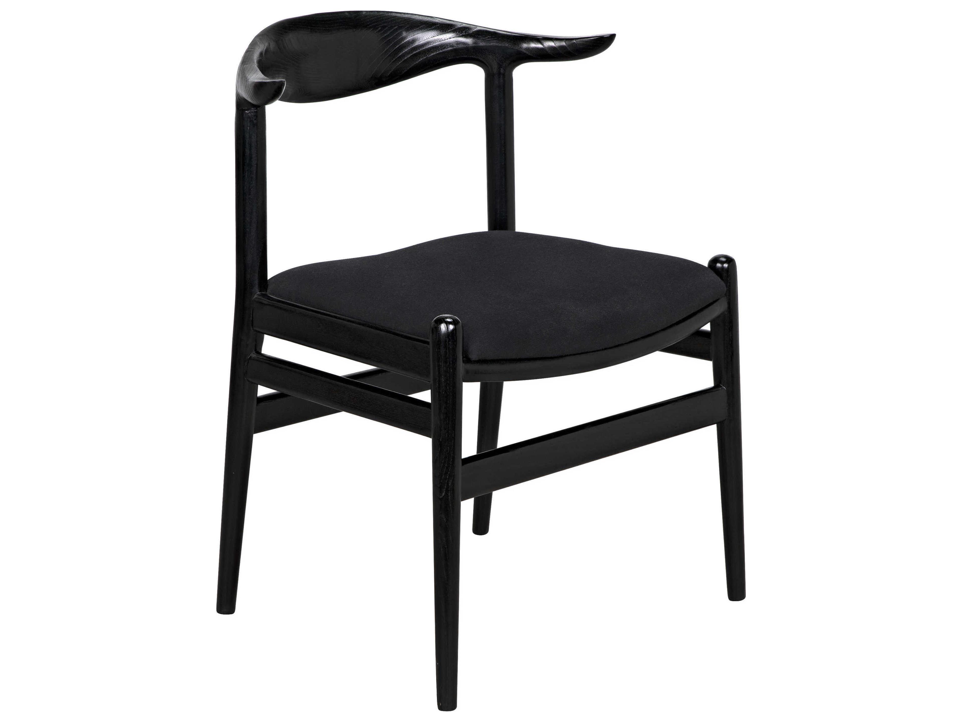 Noir Sungkai Wood Black Upholstered Side Dining Chair