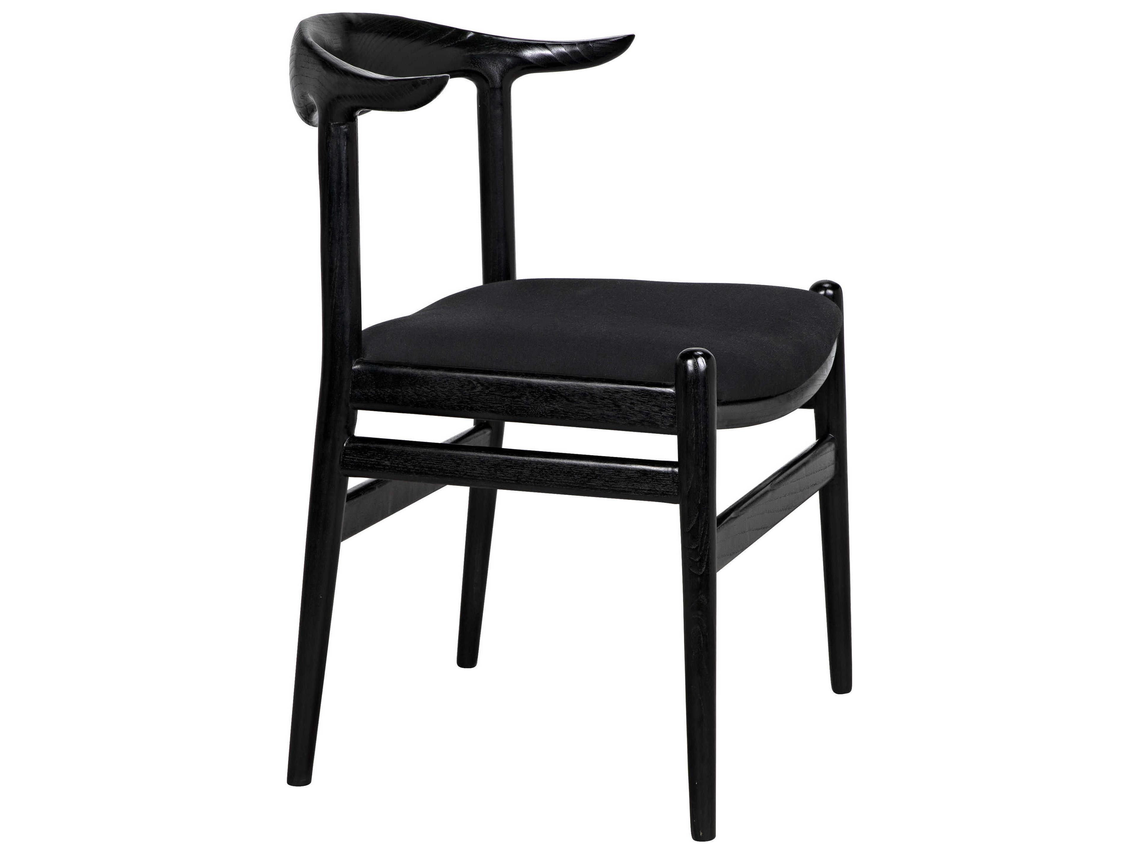 Noir Sungkai Wood Black Upholstered Side Dining Chair