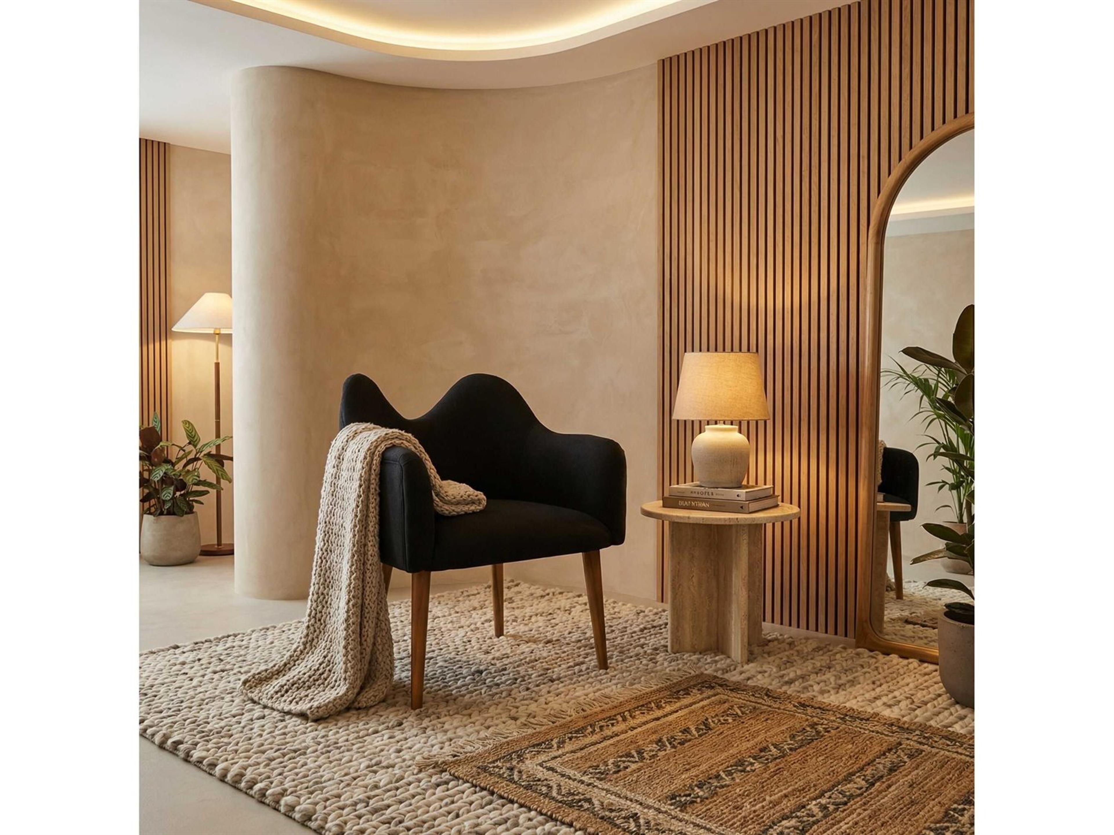 Noir Cornelia Black Fabric Accent Chair