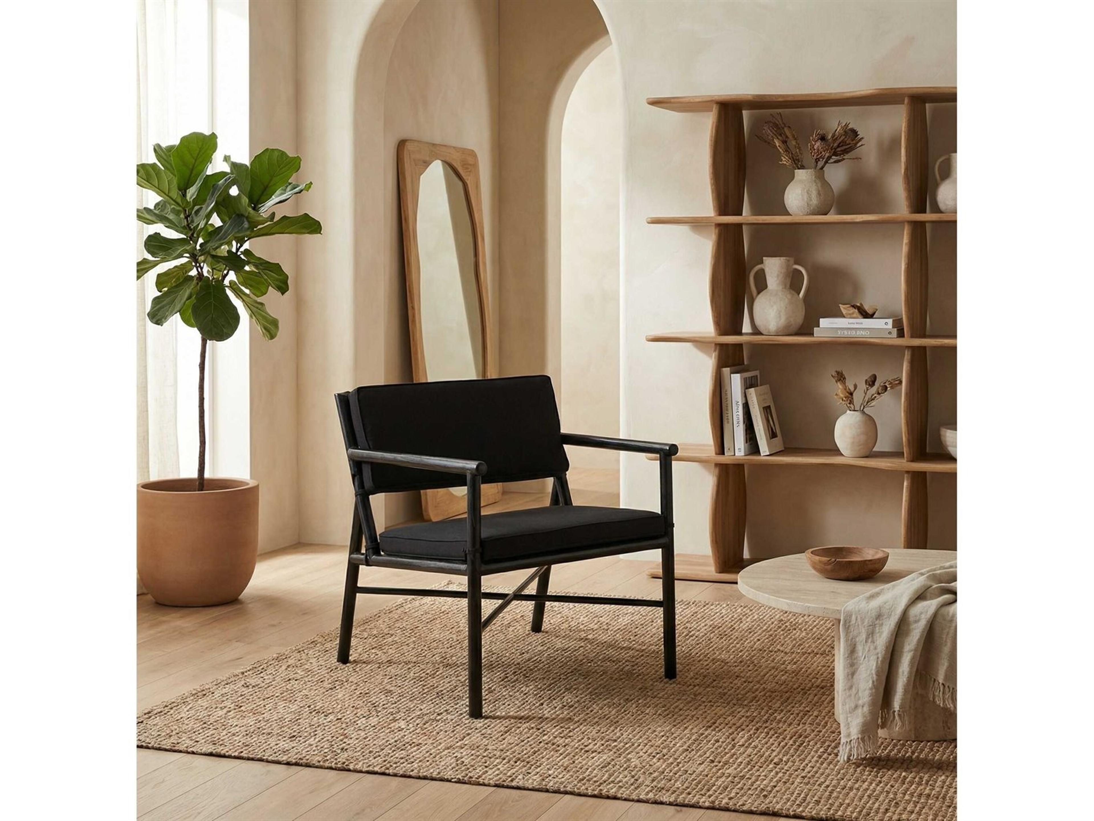 Noir Camworth Black Fabric Accent Chair