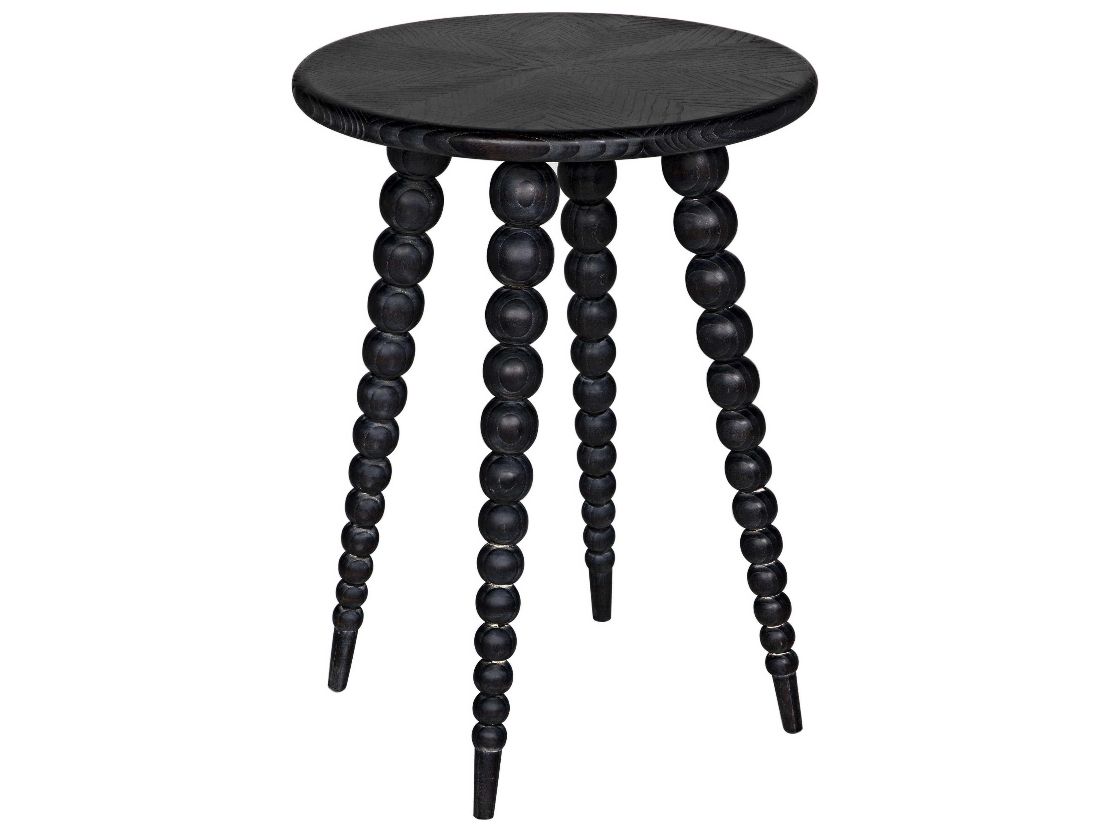 Rebecca Round Wood Cinder Black End Table