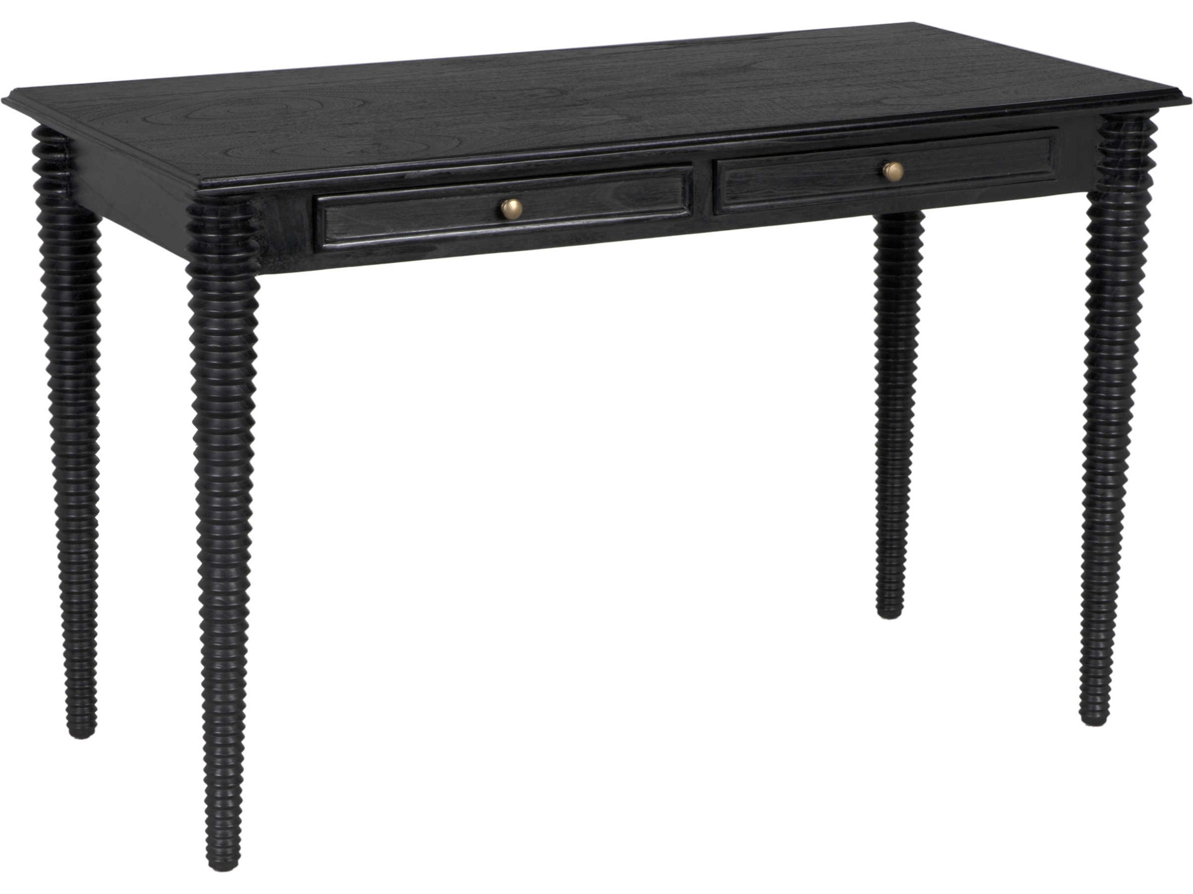 Leonardo Charcoal Black Mindi Wood Secretary Desk