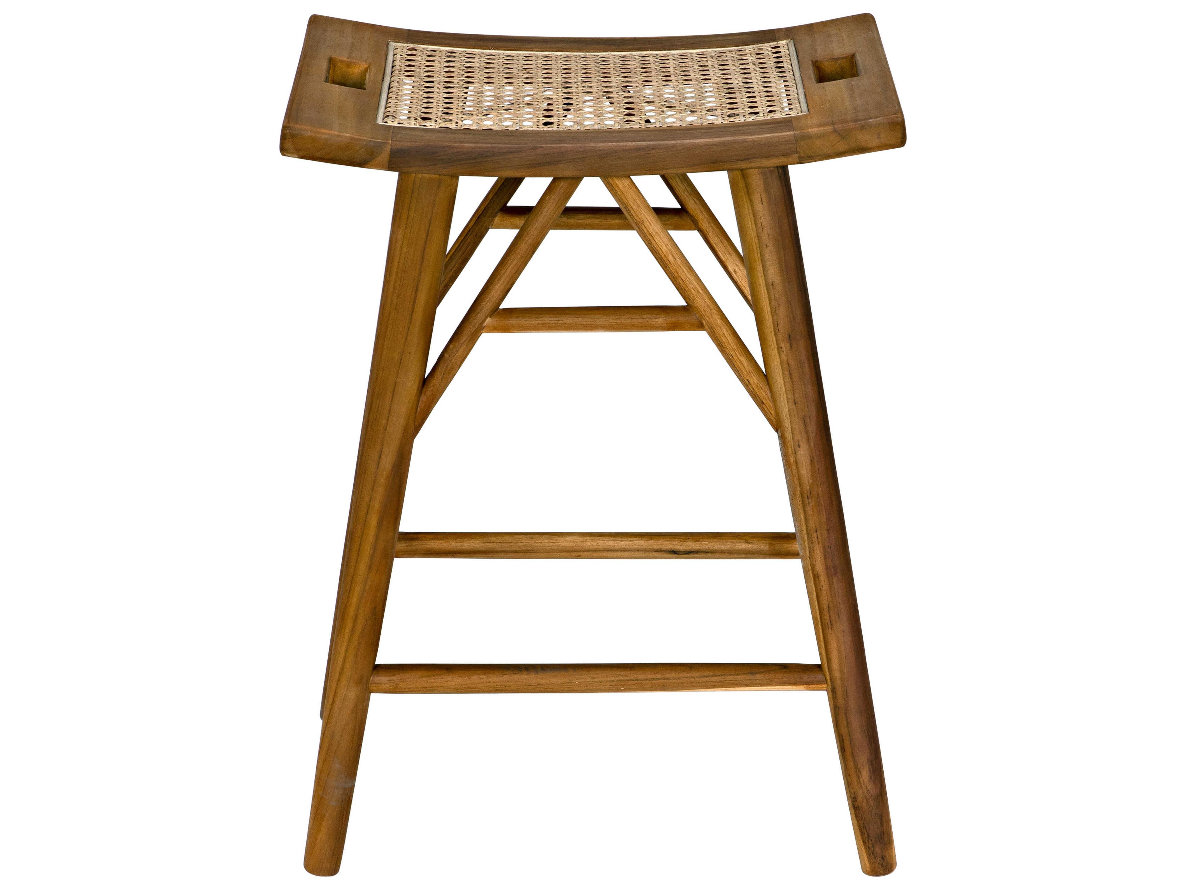 Noir Murphy Teak Wood Clear Coat Flat Counter Stool