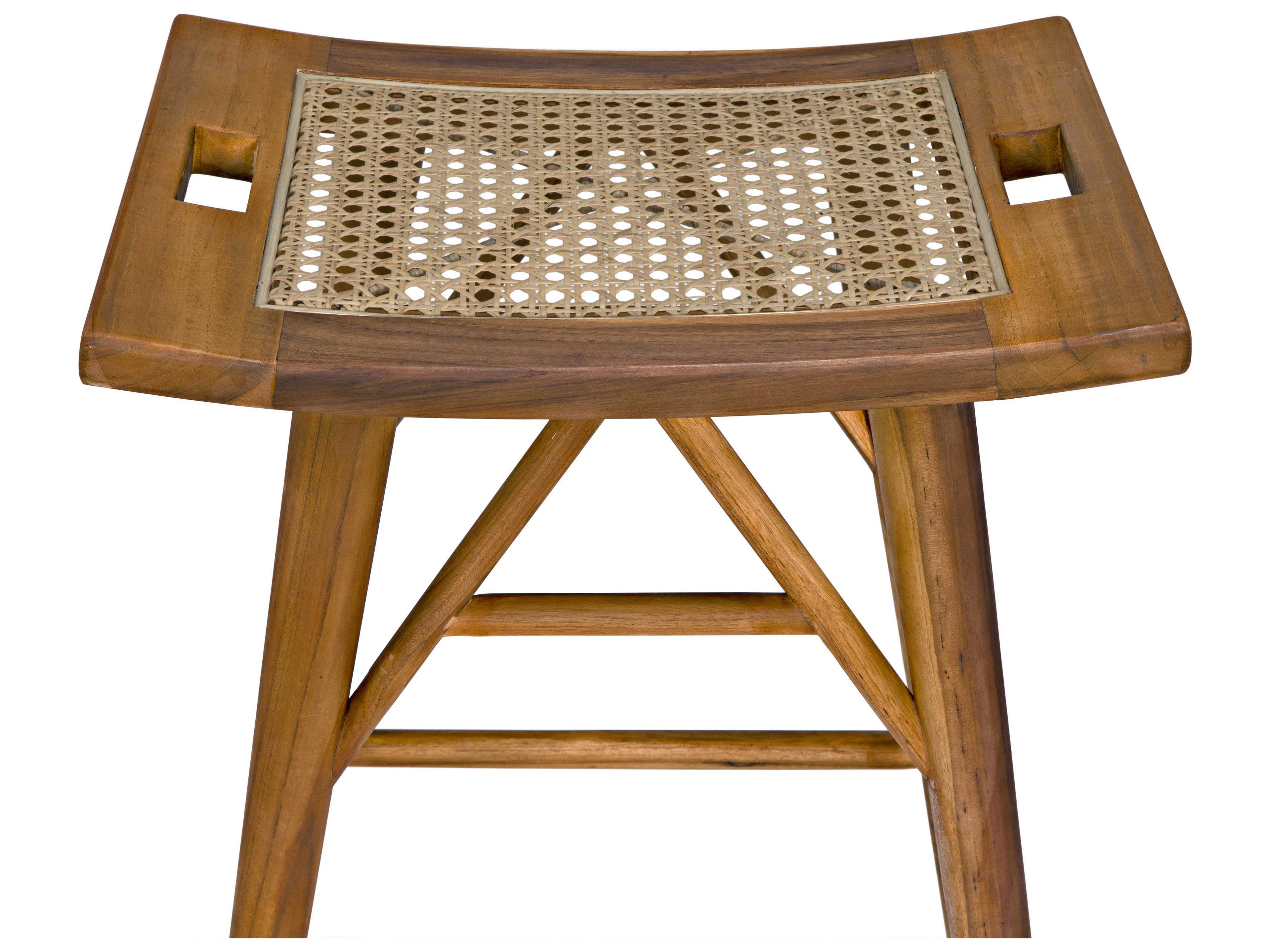 Noir Murphy Teak Wood Clear Coat Flat Counter Stool