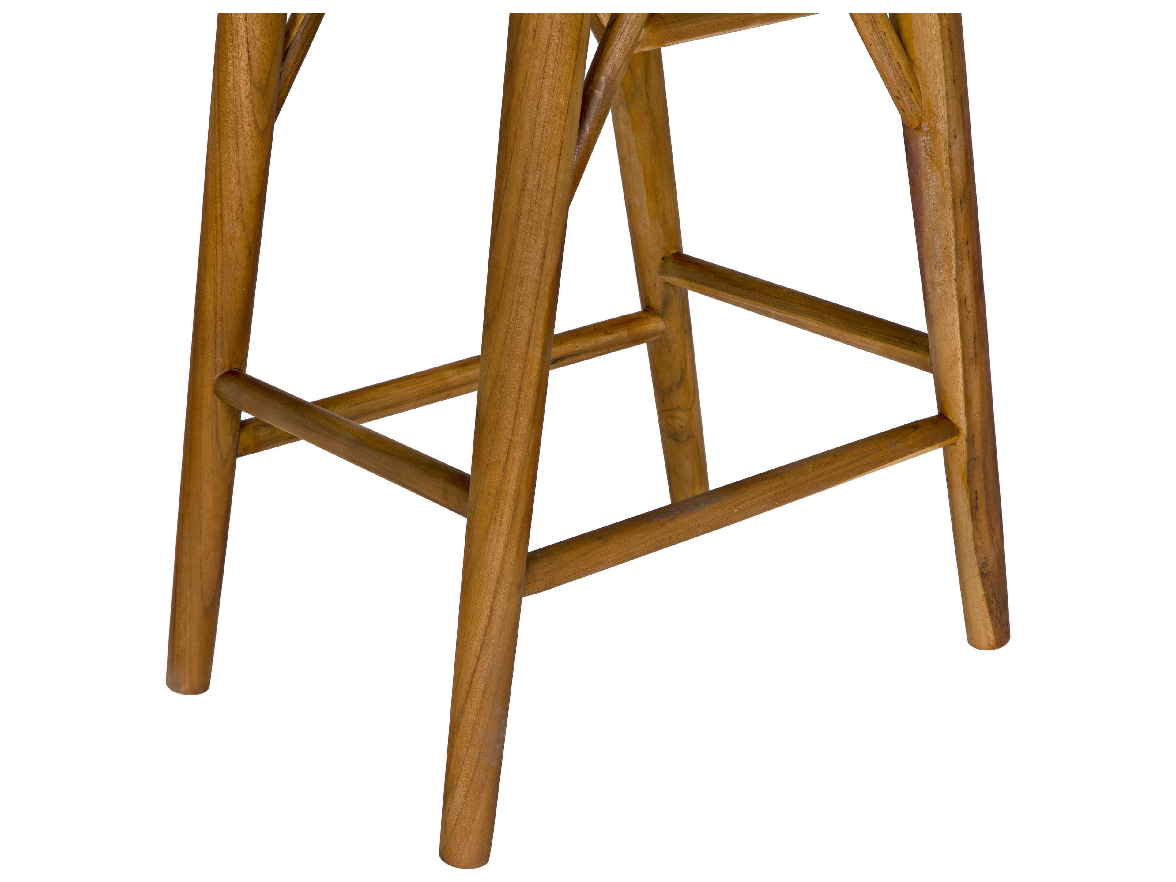 Noir Murphy Teak Wood Clear Coat Flat Counter Stool