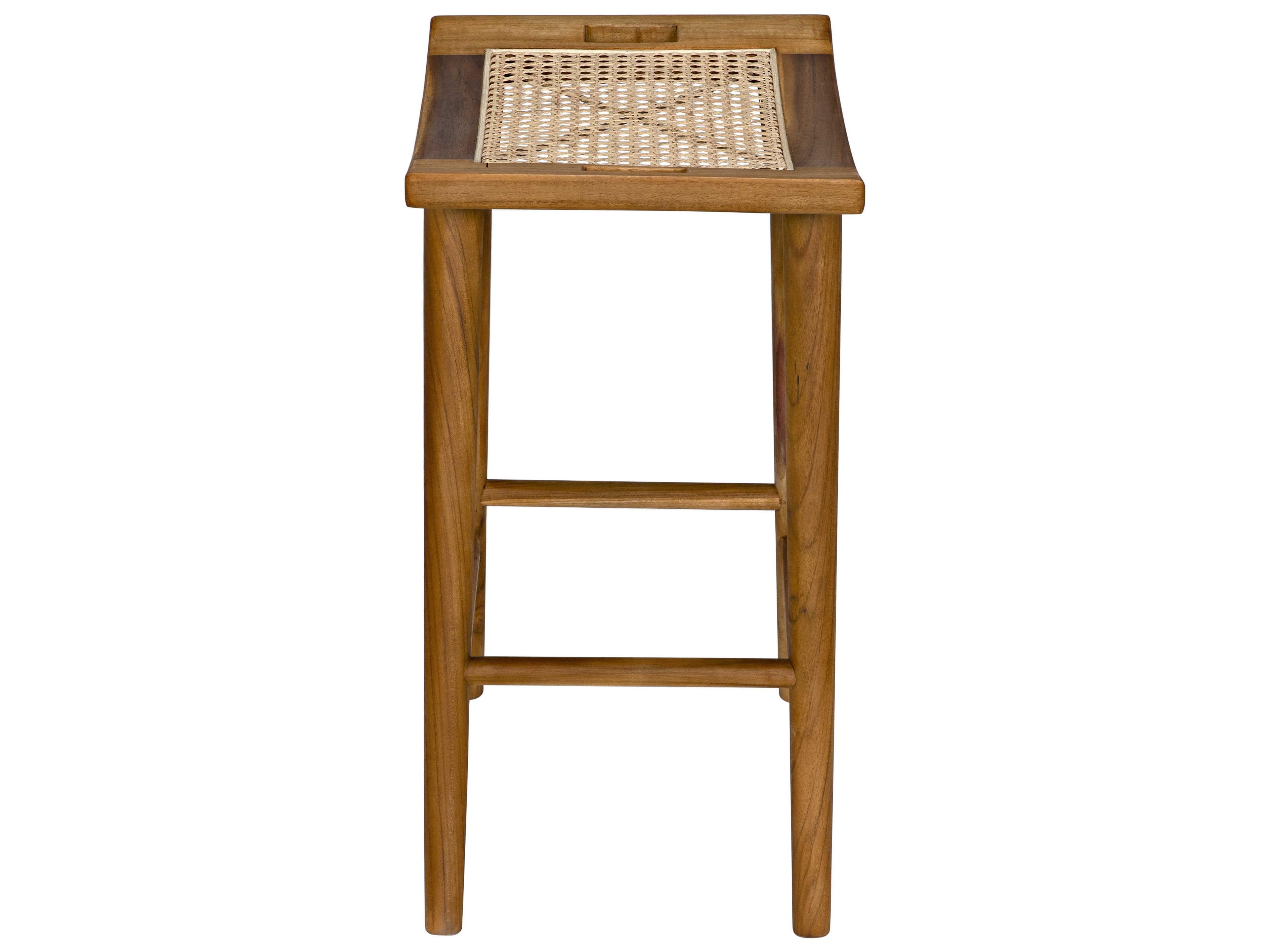 Noir Murphy Teak Wood Clear Coat Flat Counter Stool