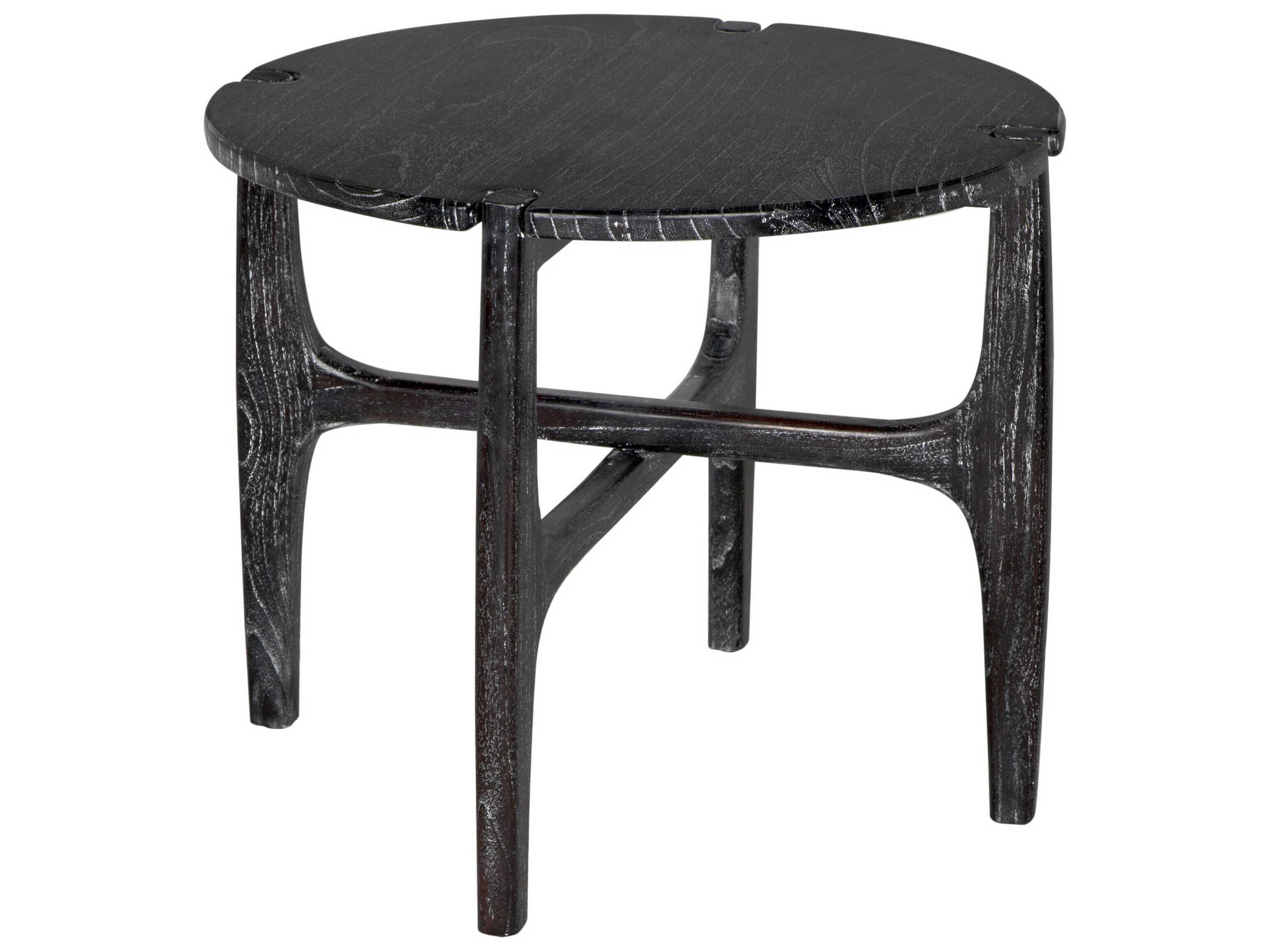 Noir Bucks Round Wood Sombre End Table