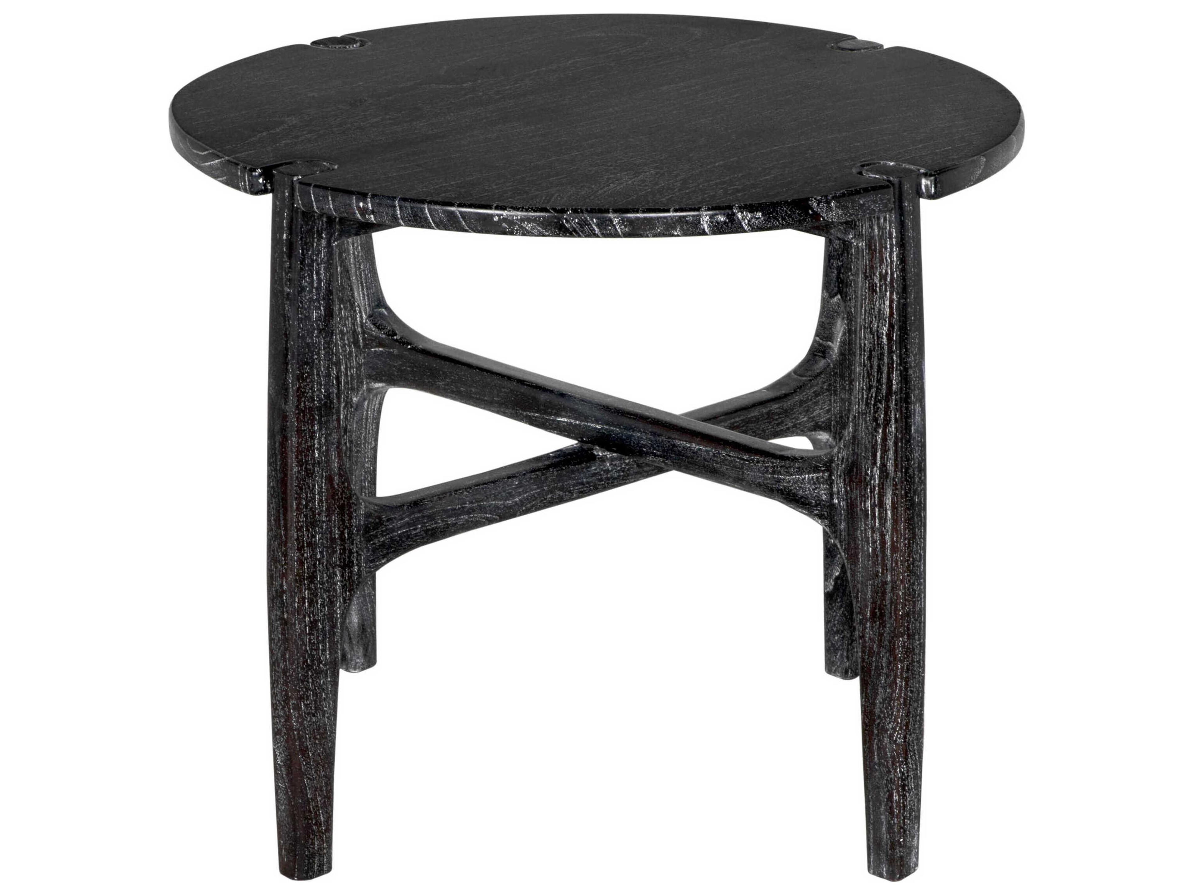 Noir Bucks Round Wood Sombre End Table