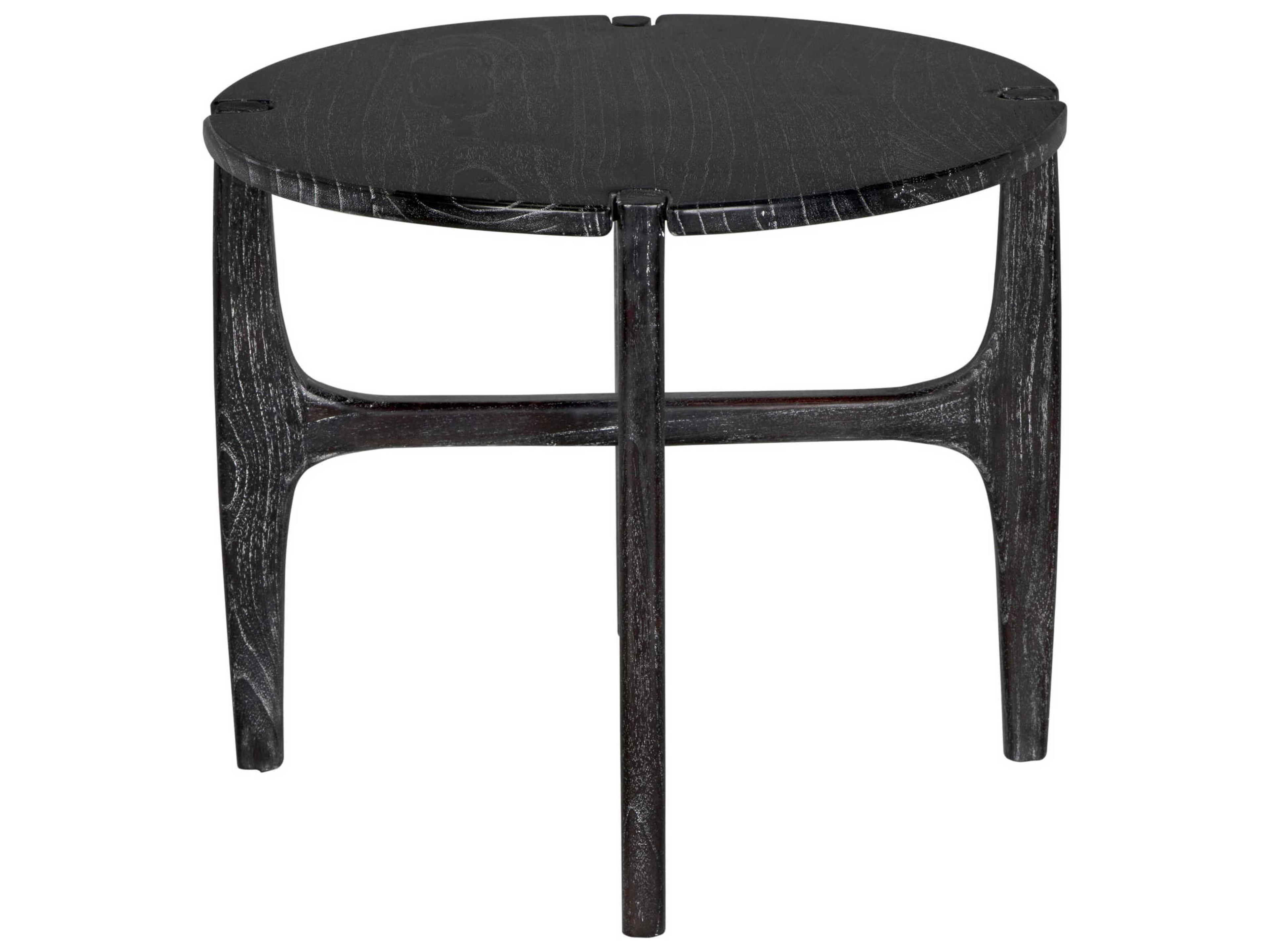 Noir Bucks Round Wood Sombre End Table