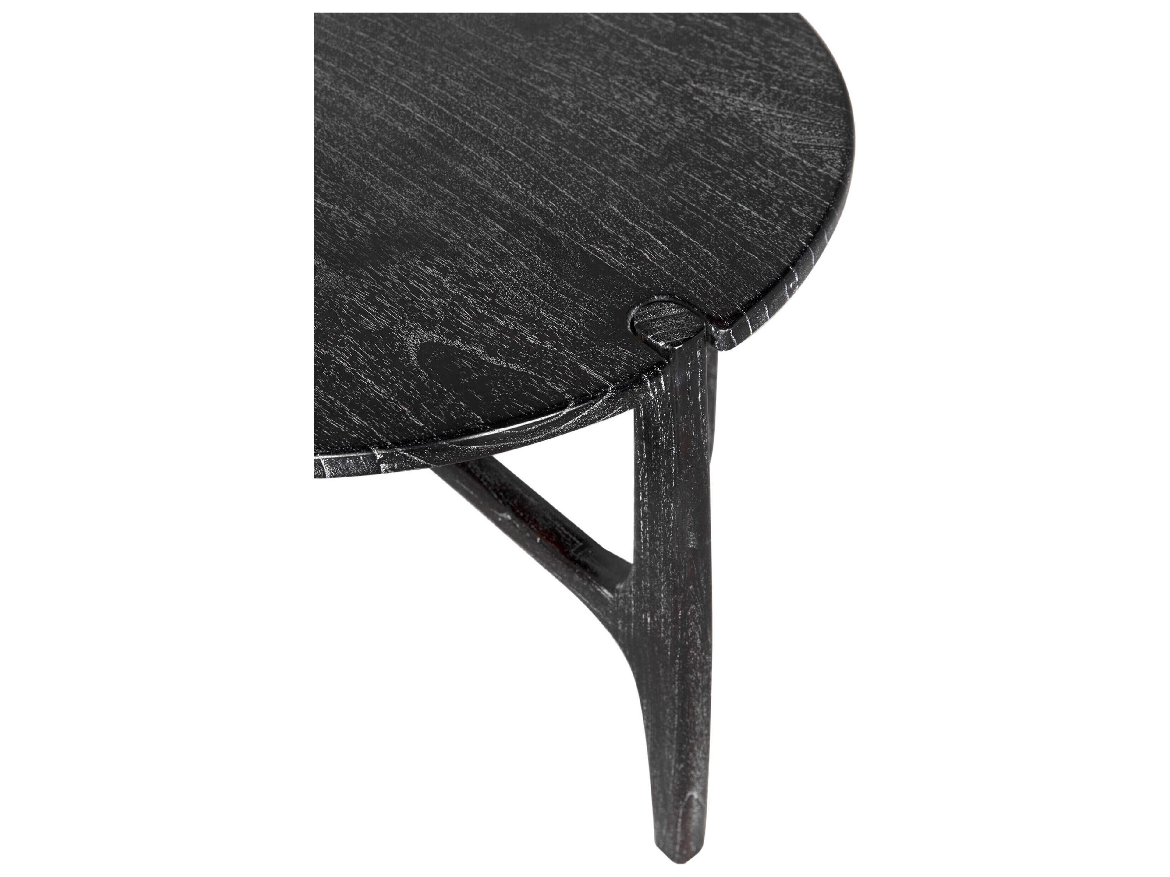 Noir Bucks Round Wood Sombre End Table