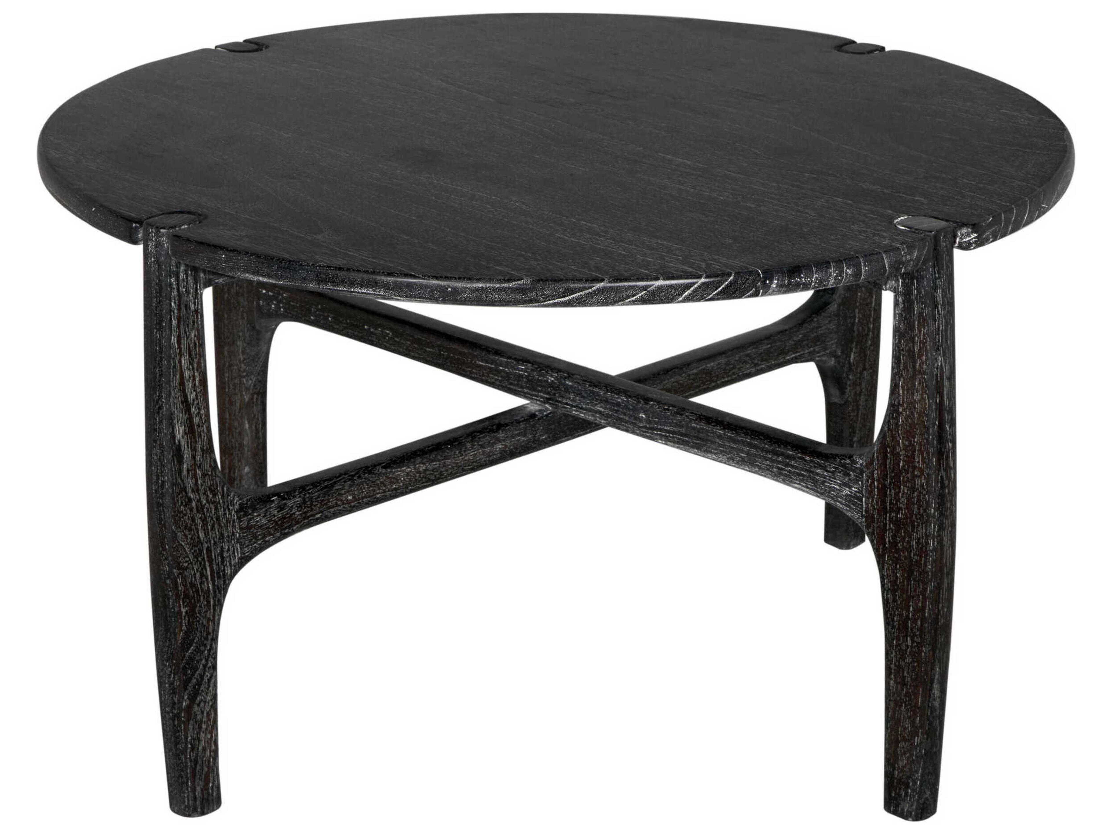 Noir Bucks Round Wood Sombre Coffee Table