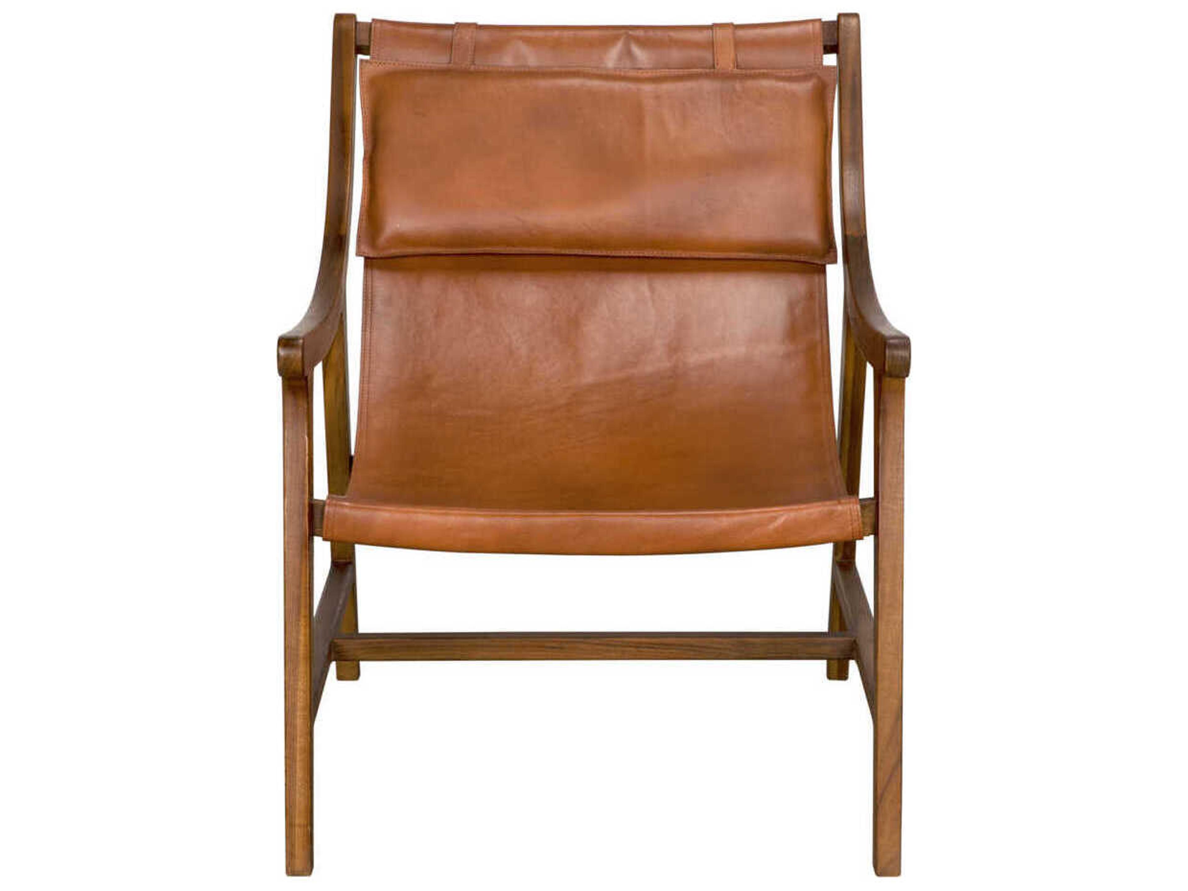 Noir Gilberto Brown Leather Accent Chair