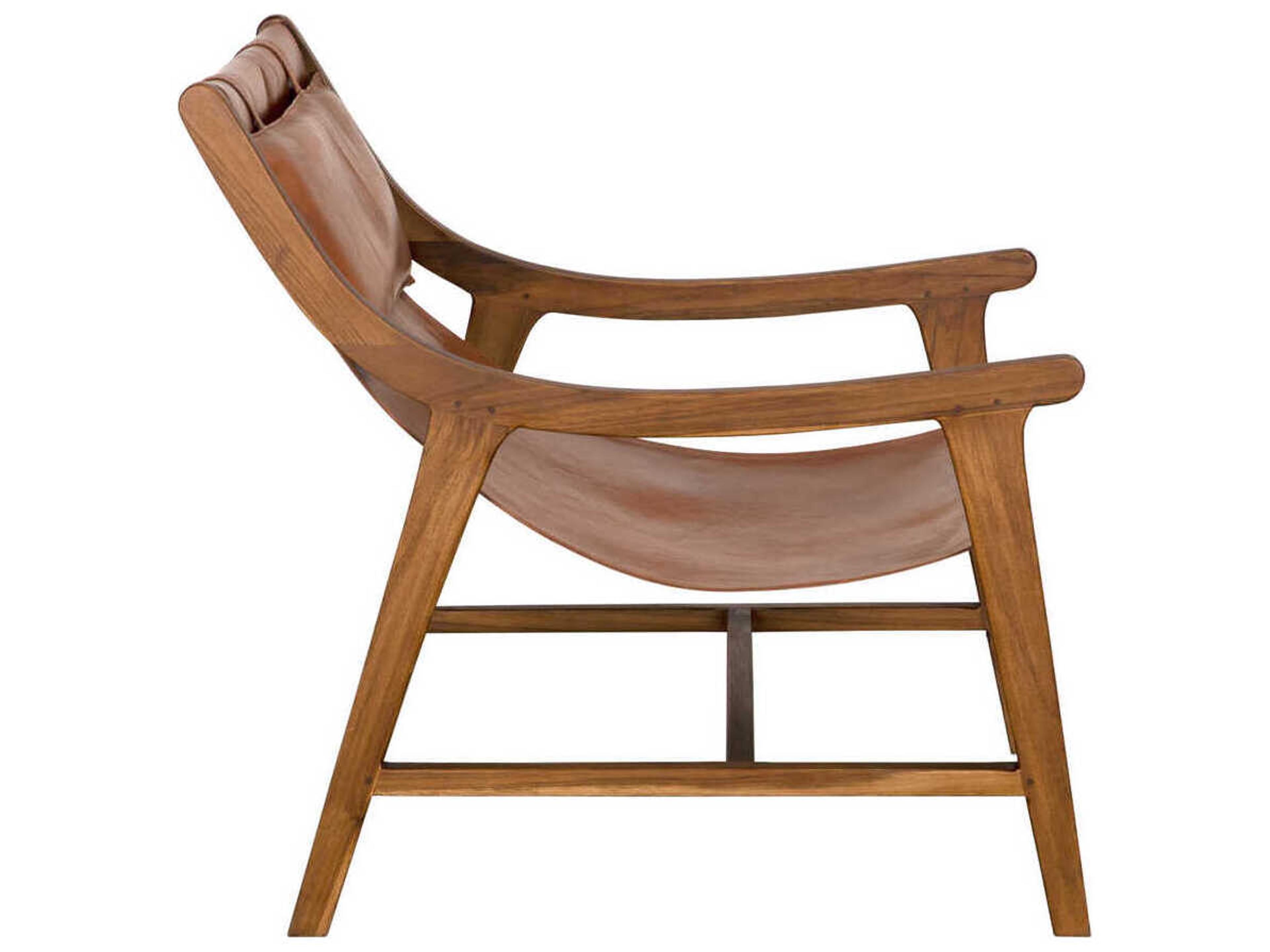 Noir Gilberto Brown Leather Accent Chair