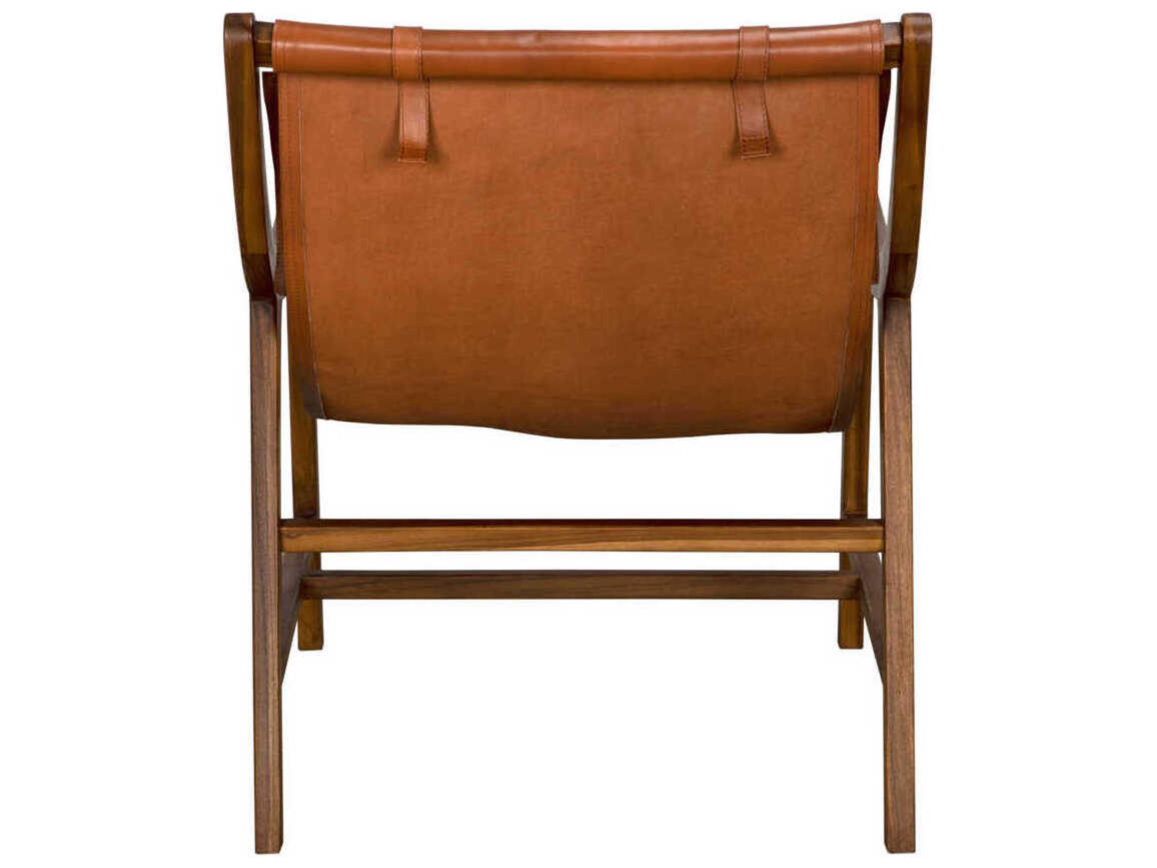 Noir Gilberto Brown Leather Accent Chair