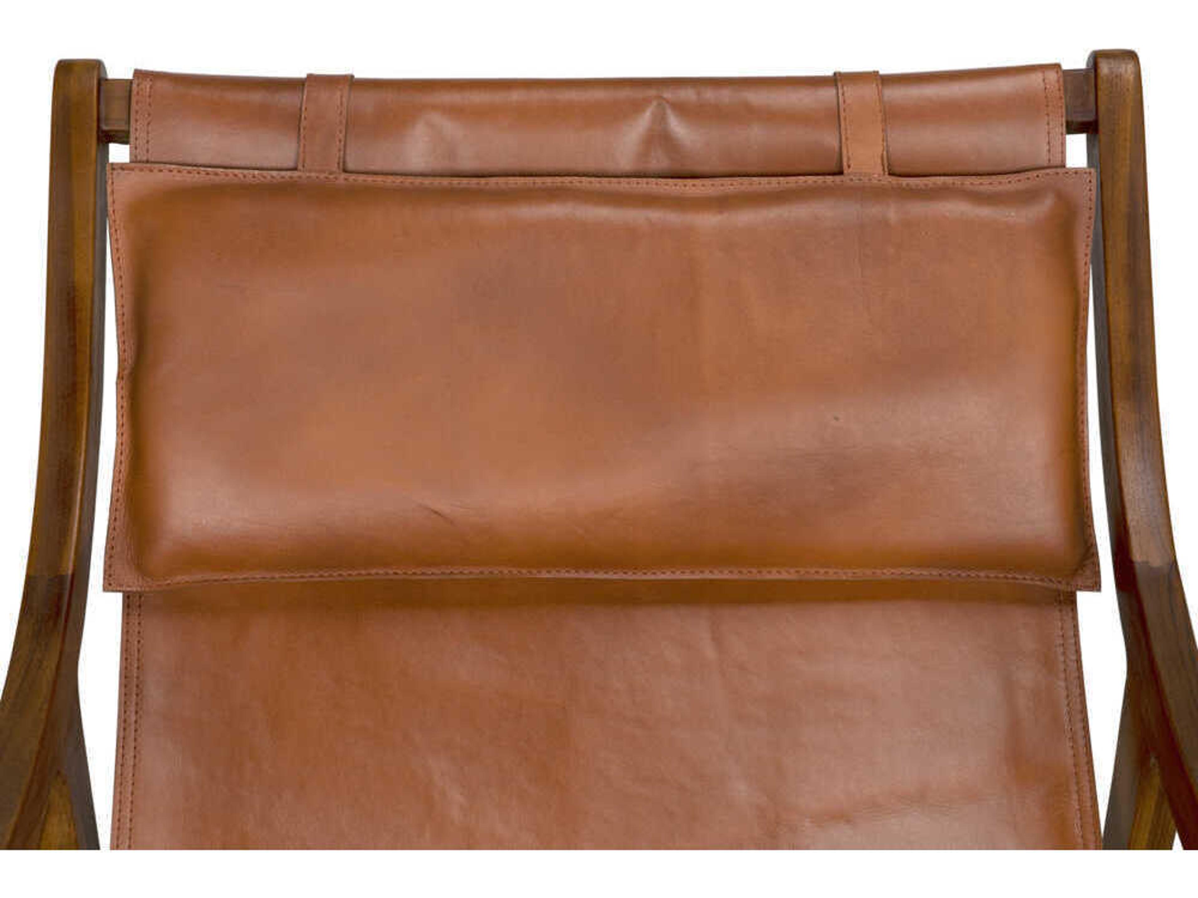 Noir Gilberto Brown Leather Accent Chair