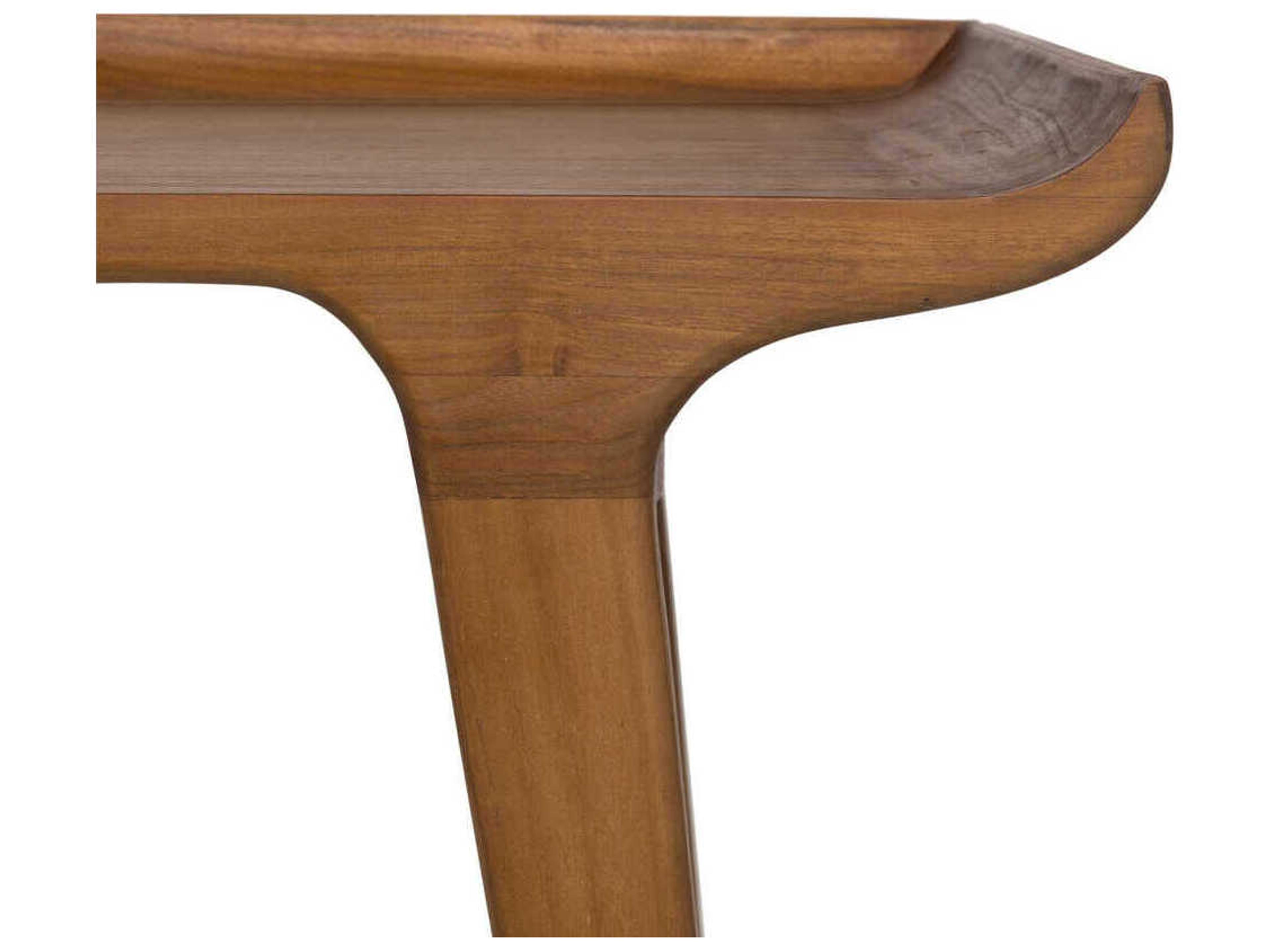 Noir Mandrake Clear Coat Flat Brown Teak Wood Writing Desk