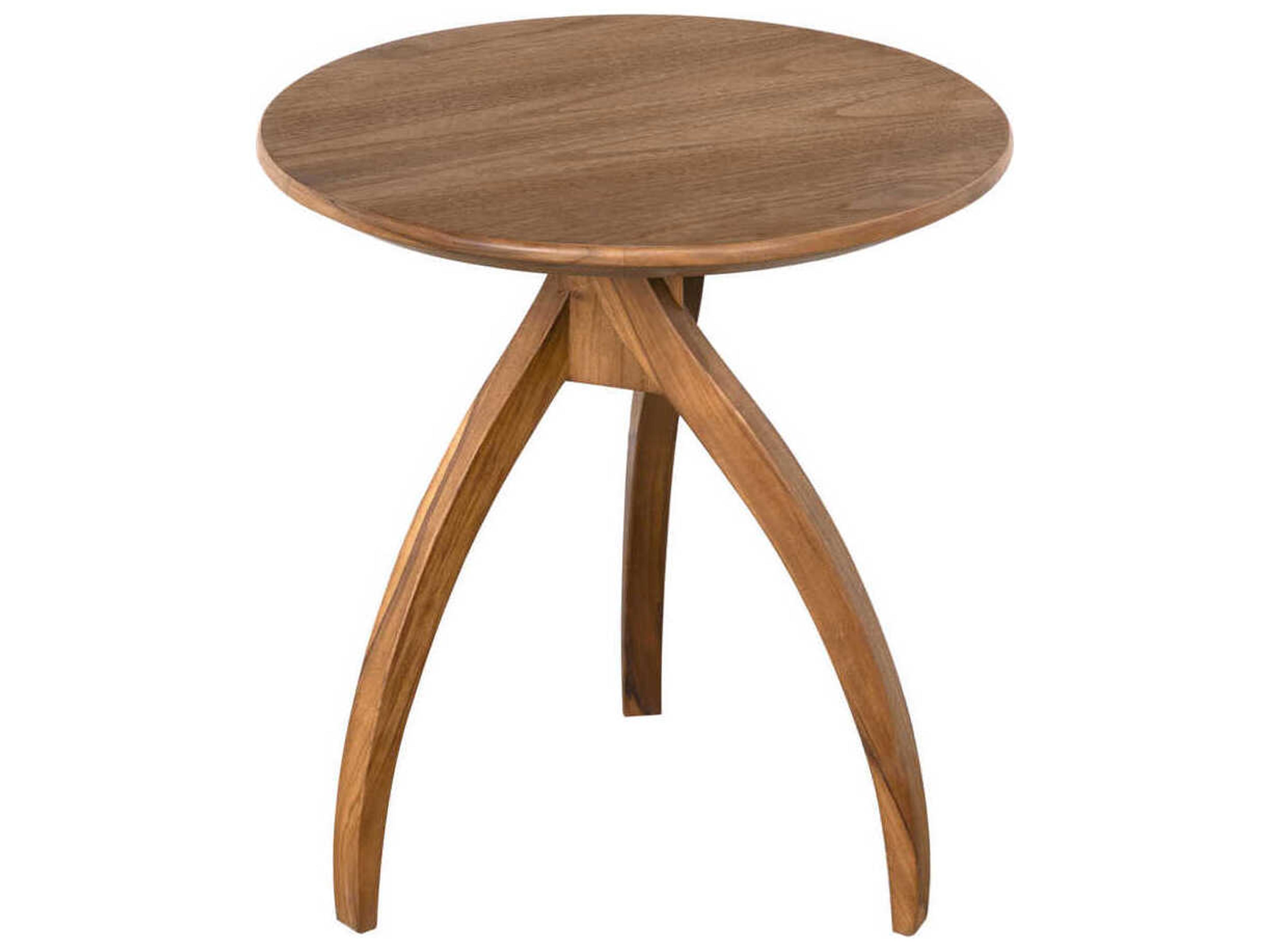 Noir Round Wood Clear Coat Flat Vikram End Table