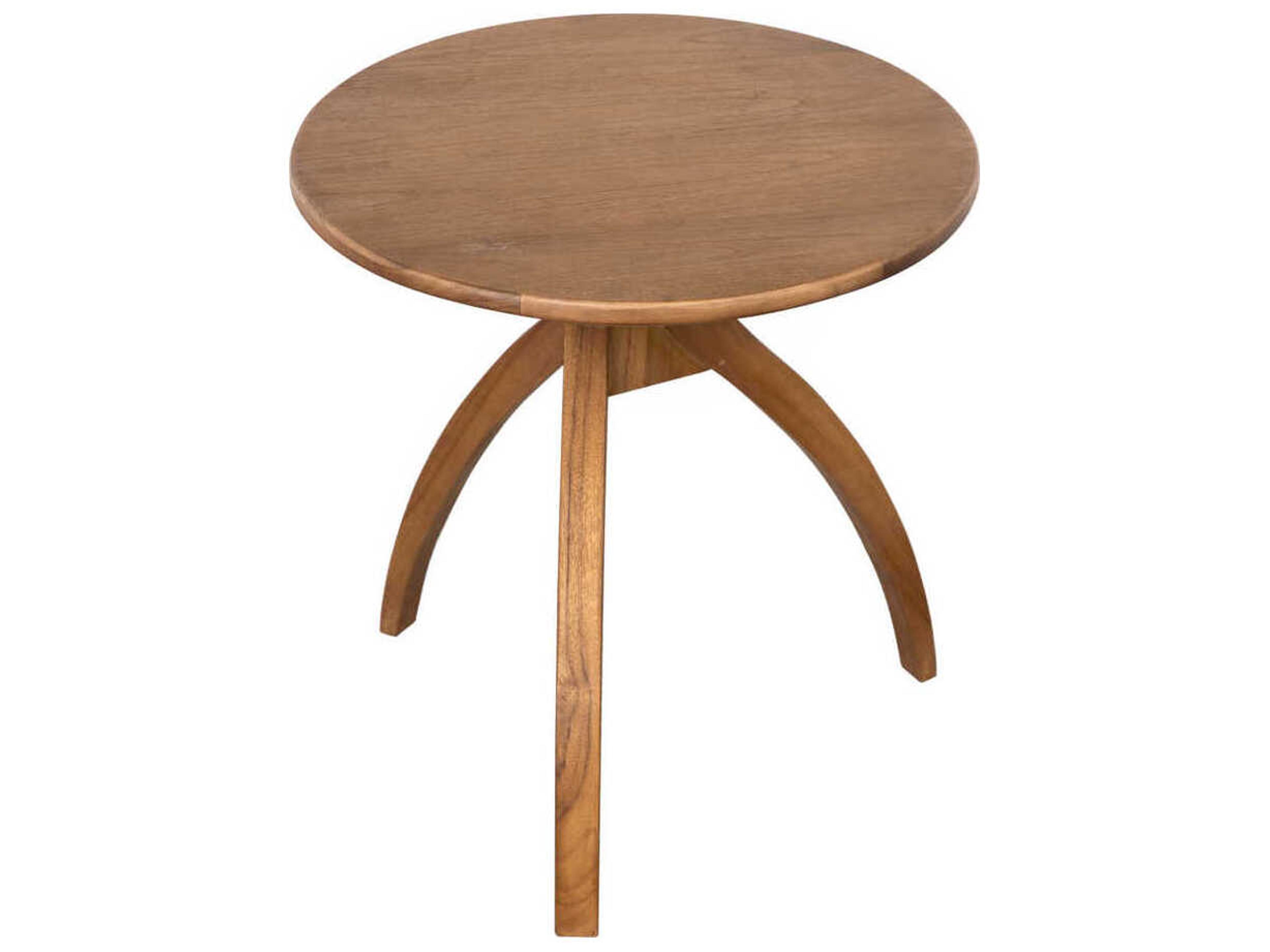 Noir Round Wood Clear Coat Flat Vikram End Table