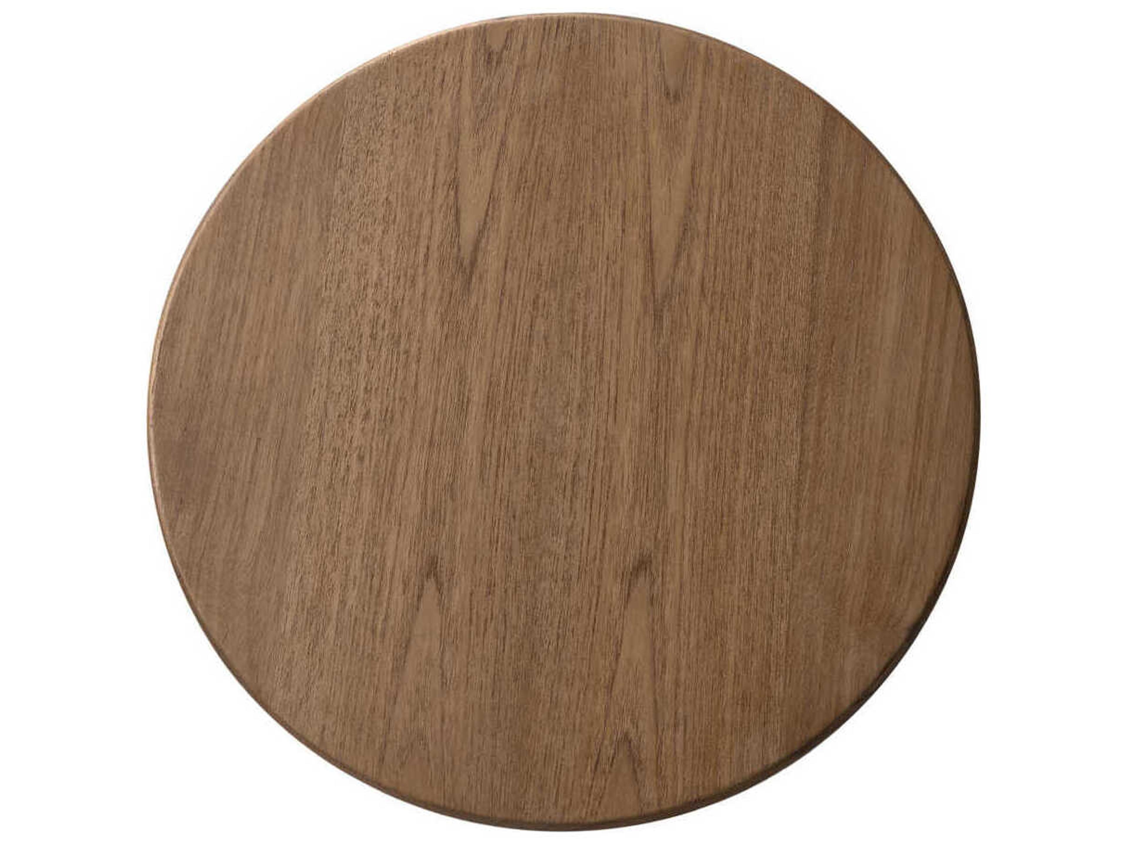 Noir Round Wood Clear Coat Flat Vikram End Table