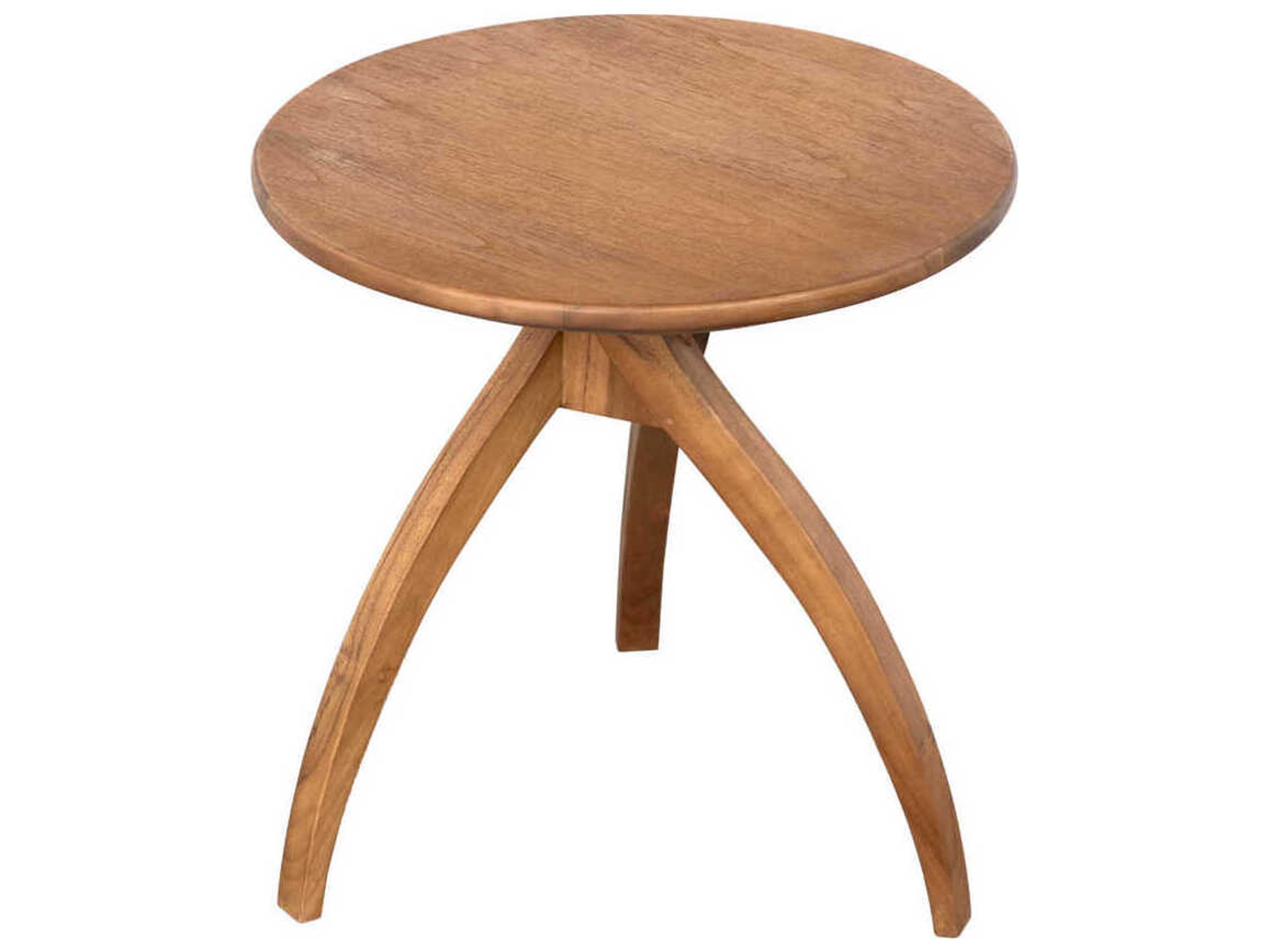 Noir Round Wood Clear Coat Flat Vikram End Table