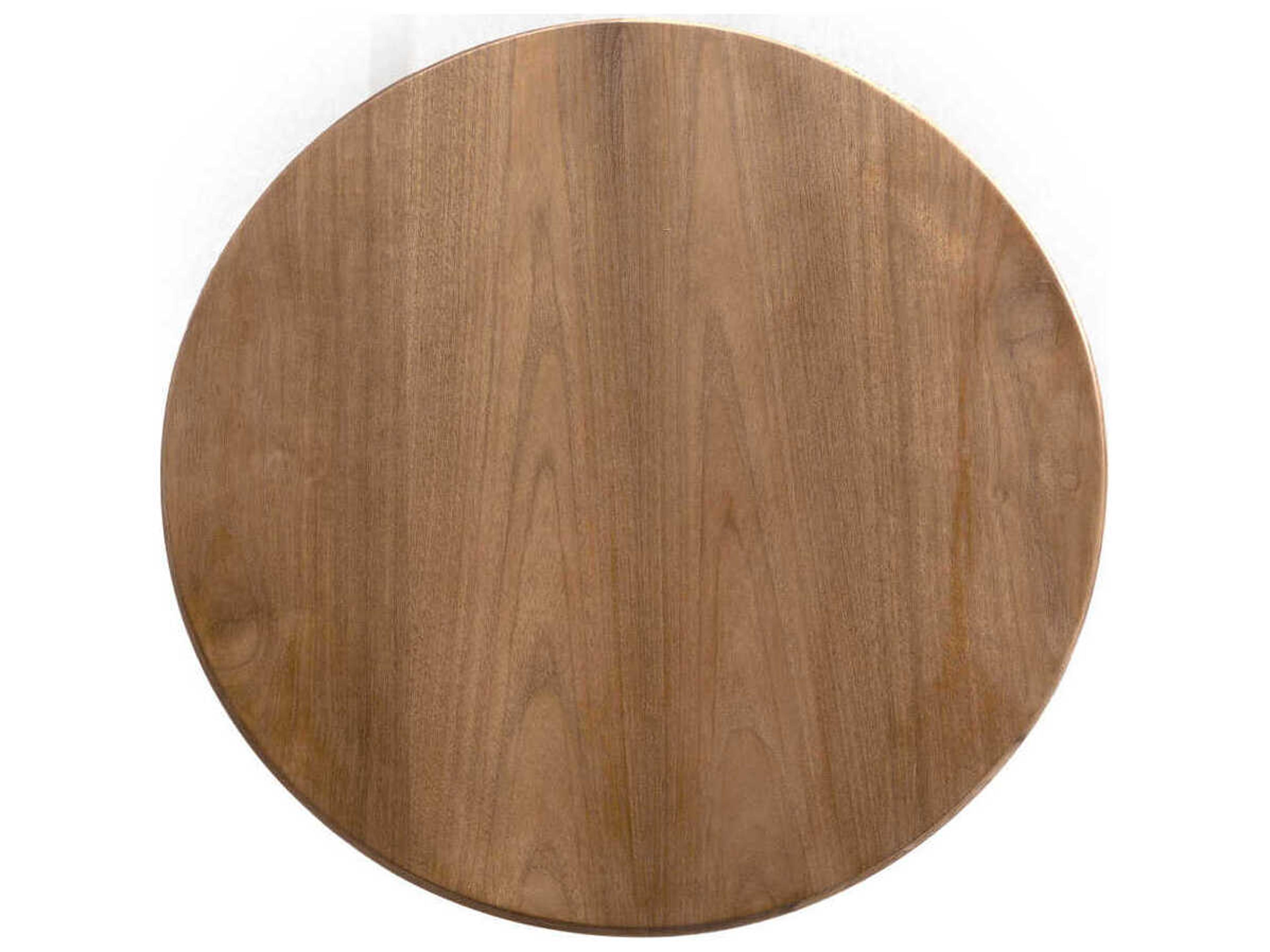 Noir Round Wood Clear Coat Flat Vikram End Table