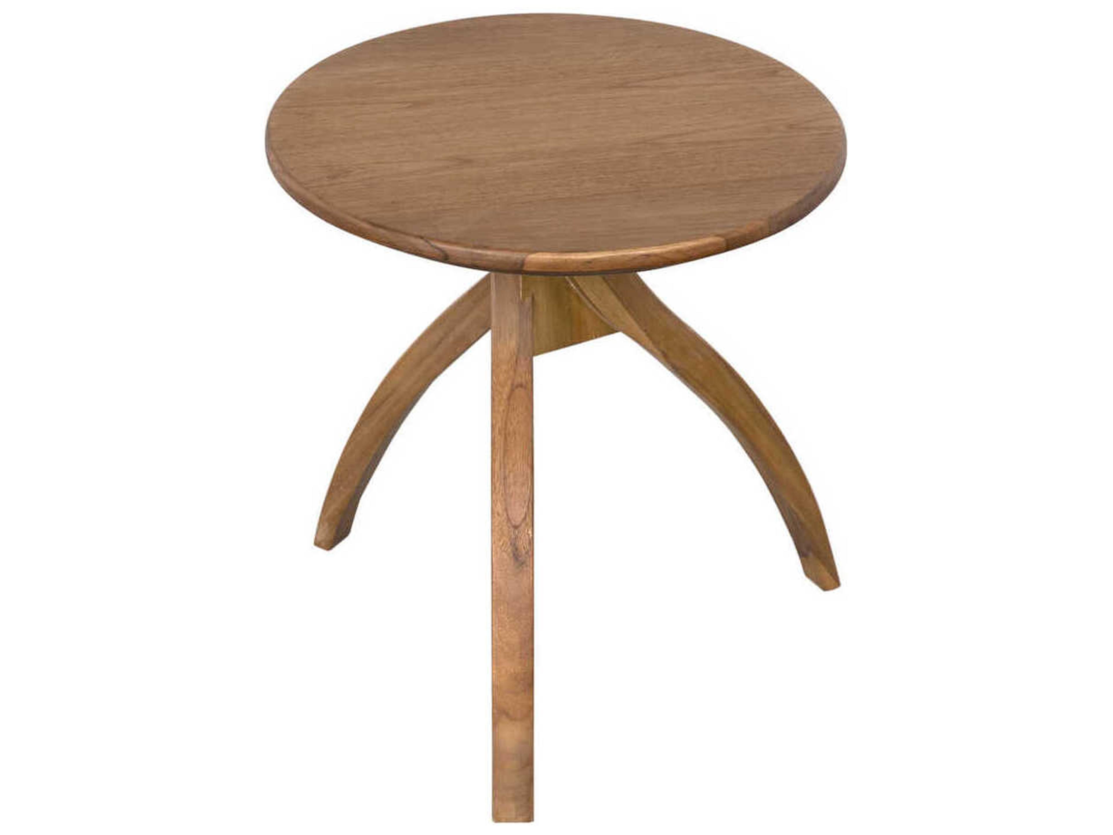 Noir Round Wood Clear Coat Flat Vikram End Table