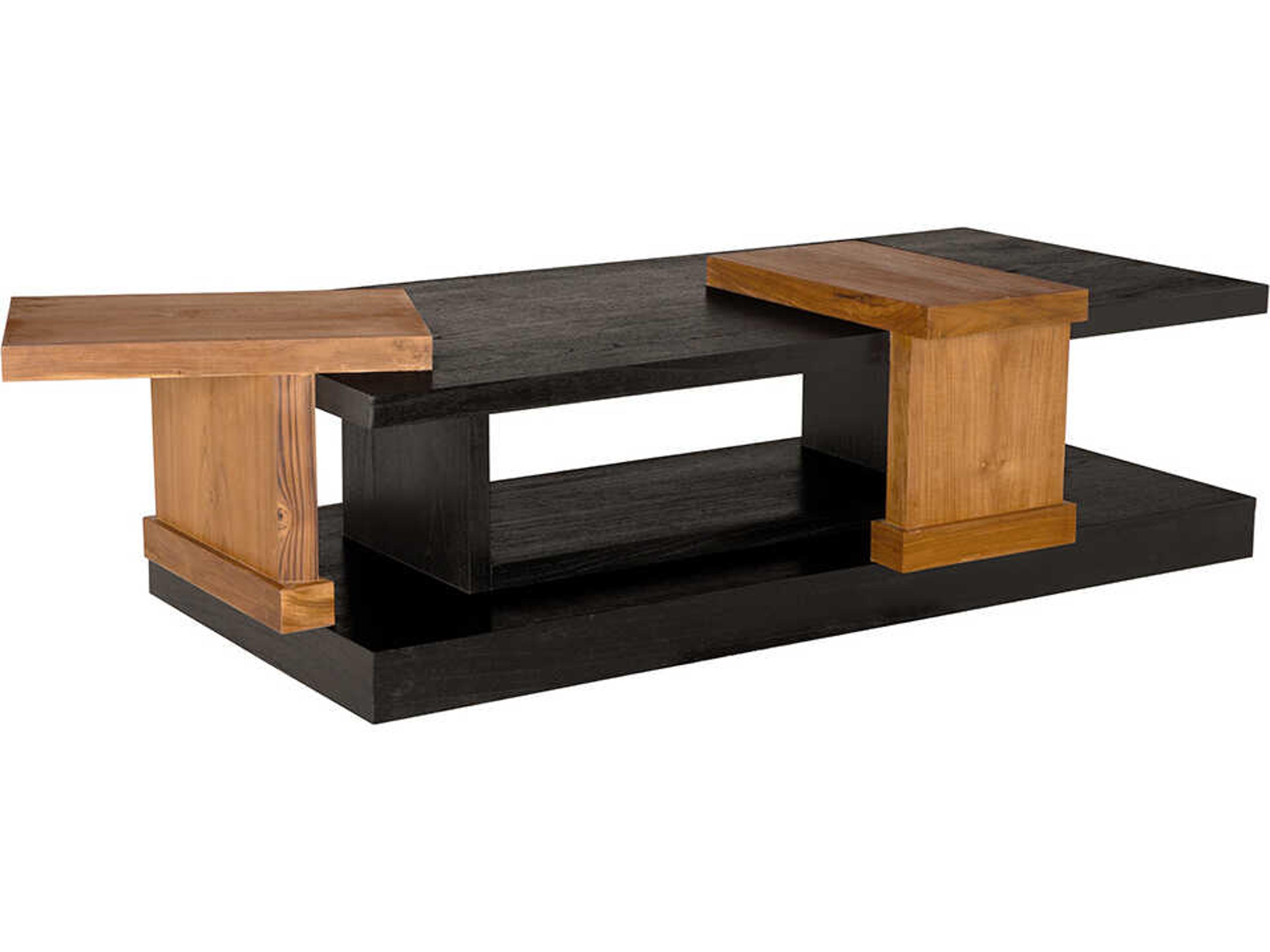 Fleming Rectangular Wood Charcoal Black And Clear Coat Flat Coffee Table