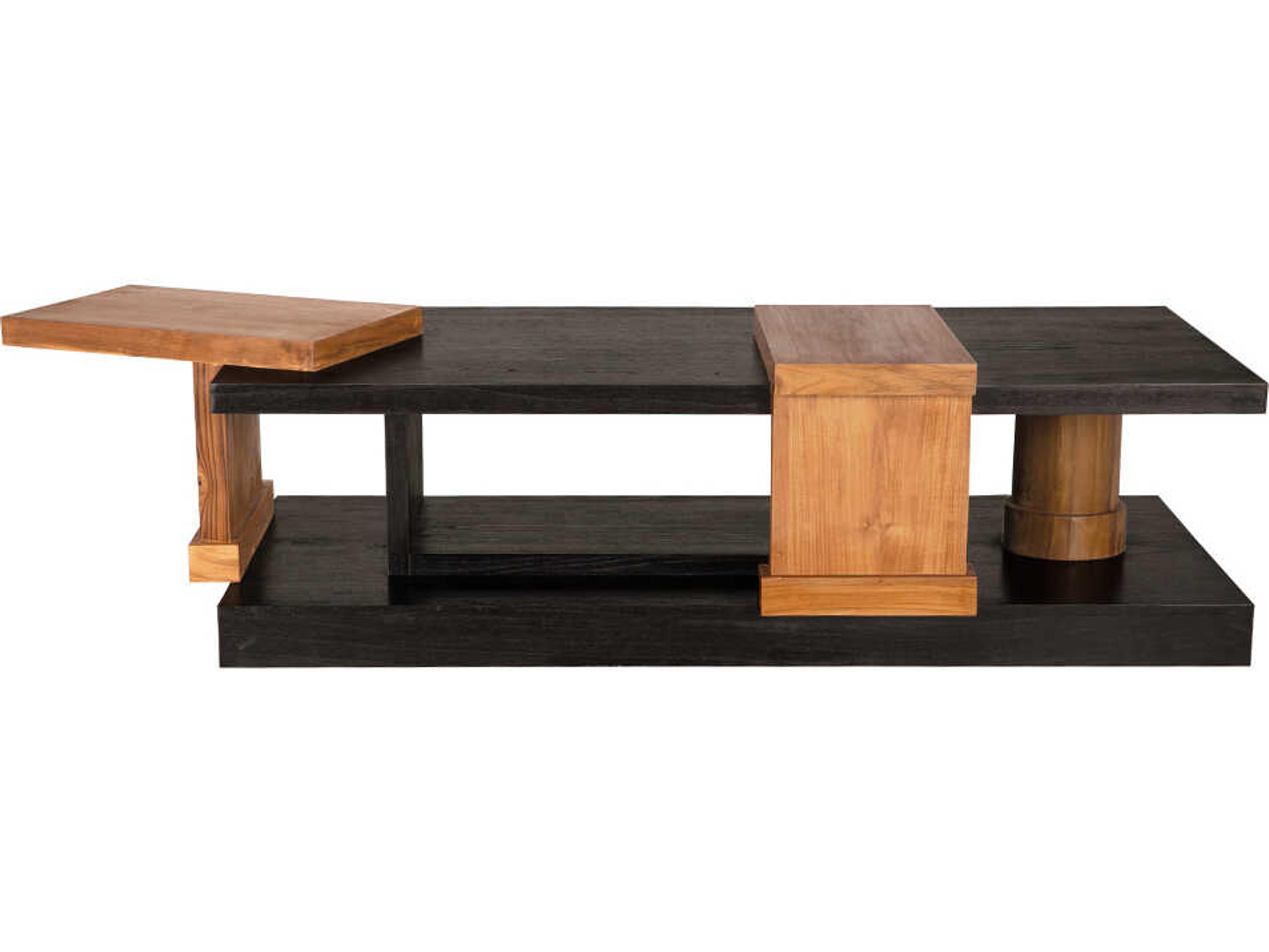 Noir Fleming Rectangular Wood Charcoal Black And Clear Coat Flat Coffee Table