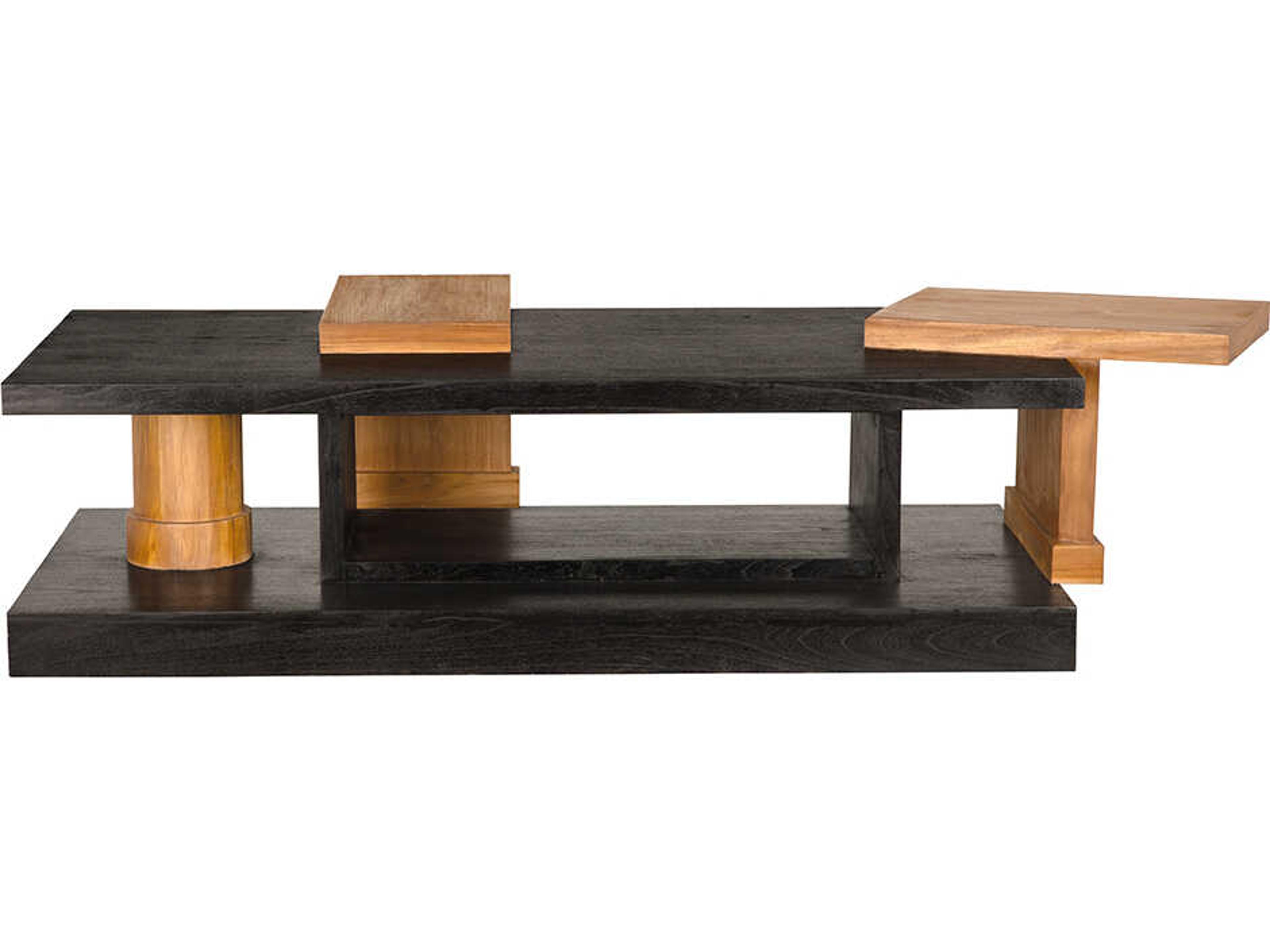 Noir Fleming Rectangular Wood Charcoal Black And Clear Coat Flat Coffee Table