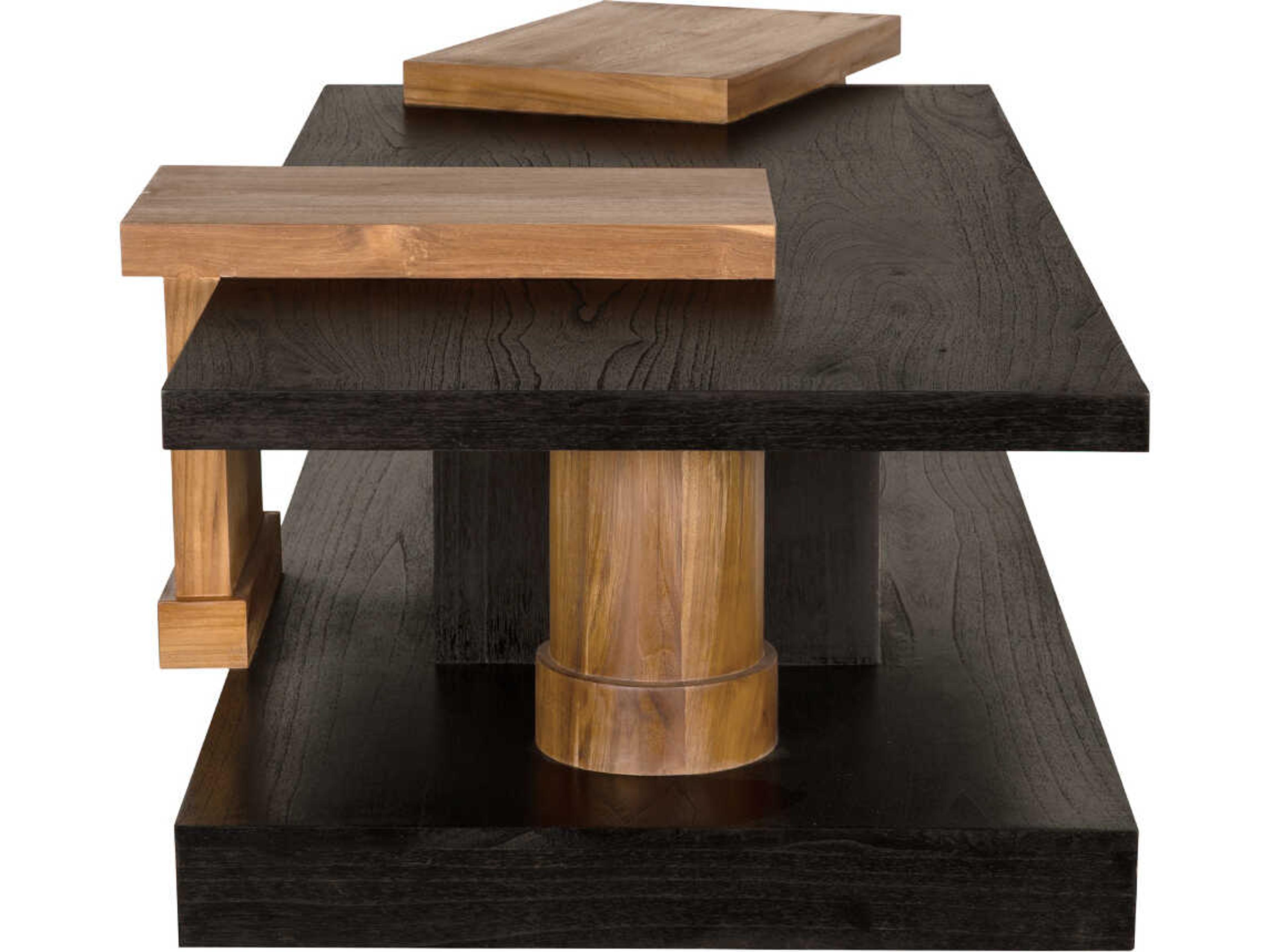 Noir Fleming Rectangular Wood Charcoal Black And Clear Coat Flat Coffee Table