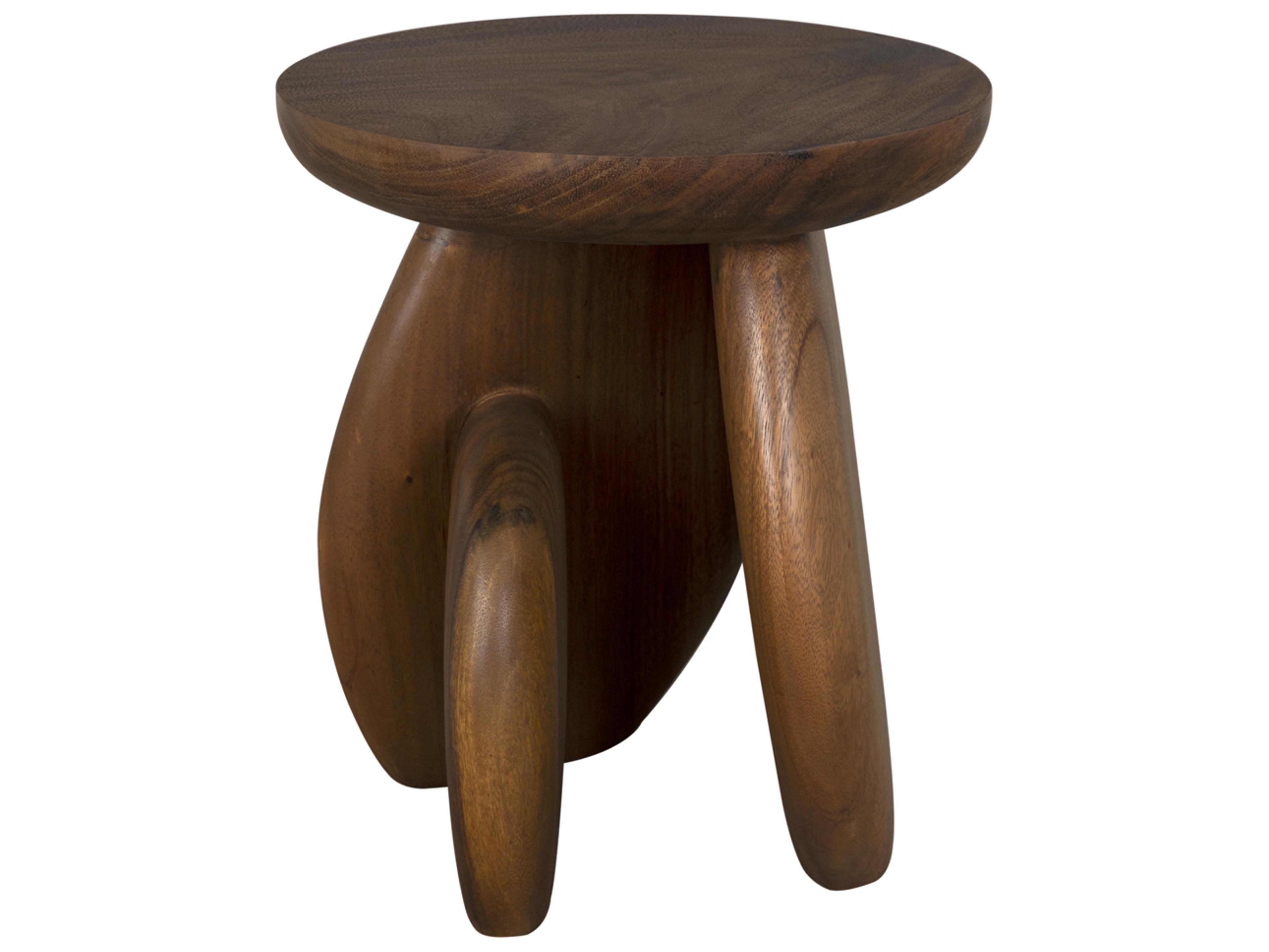 Noir Boko Round Wood End Table