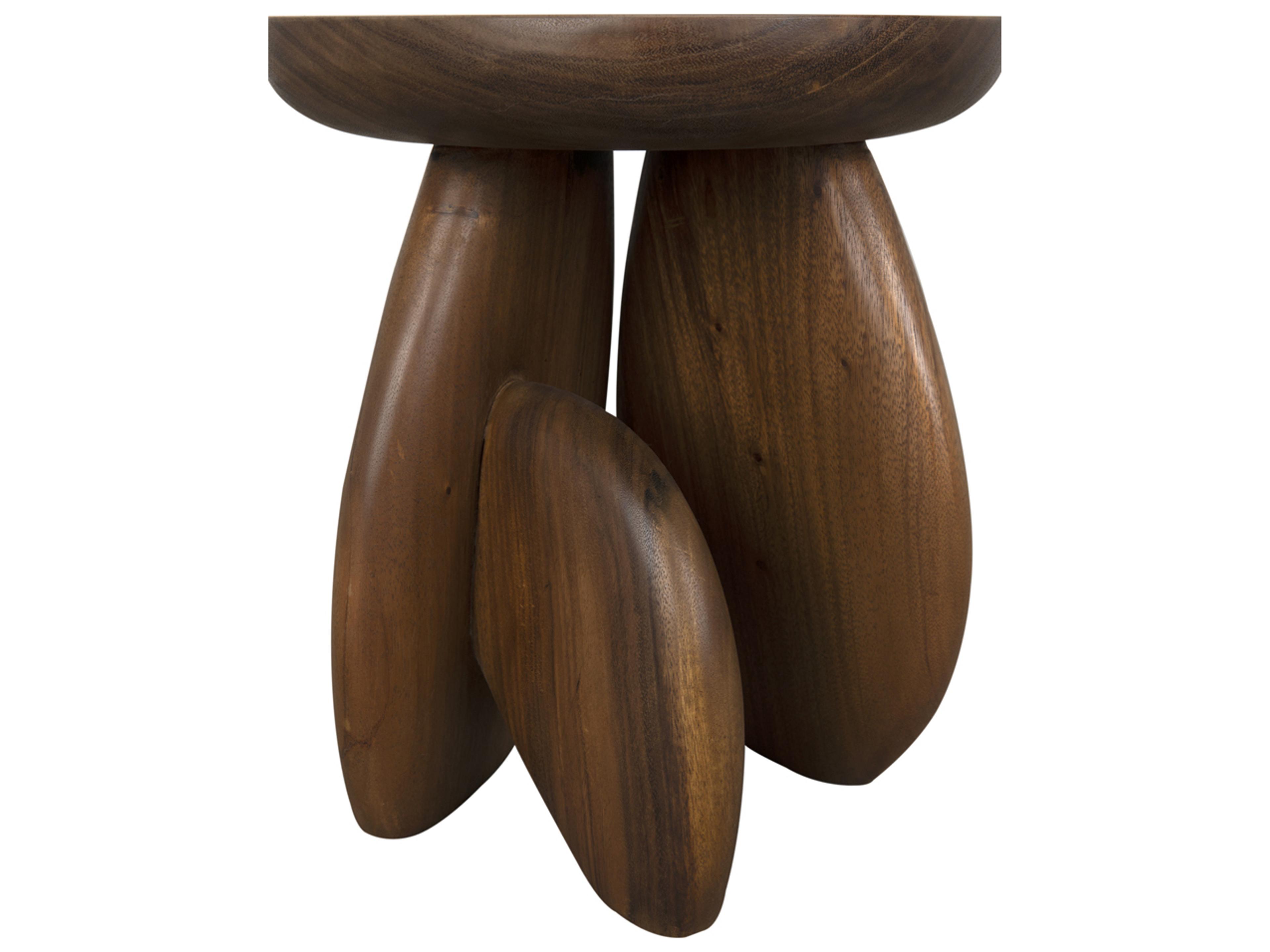 Noir Boko Round Wood End Table