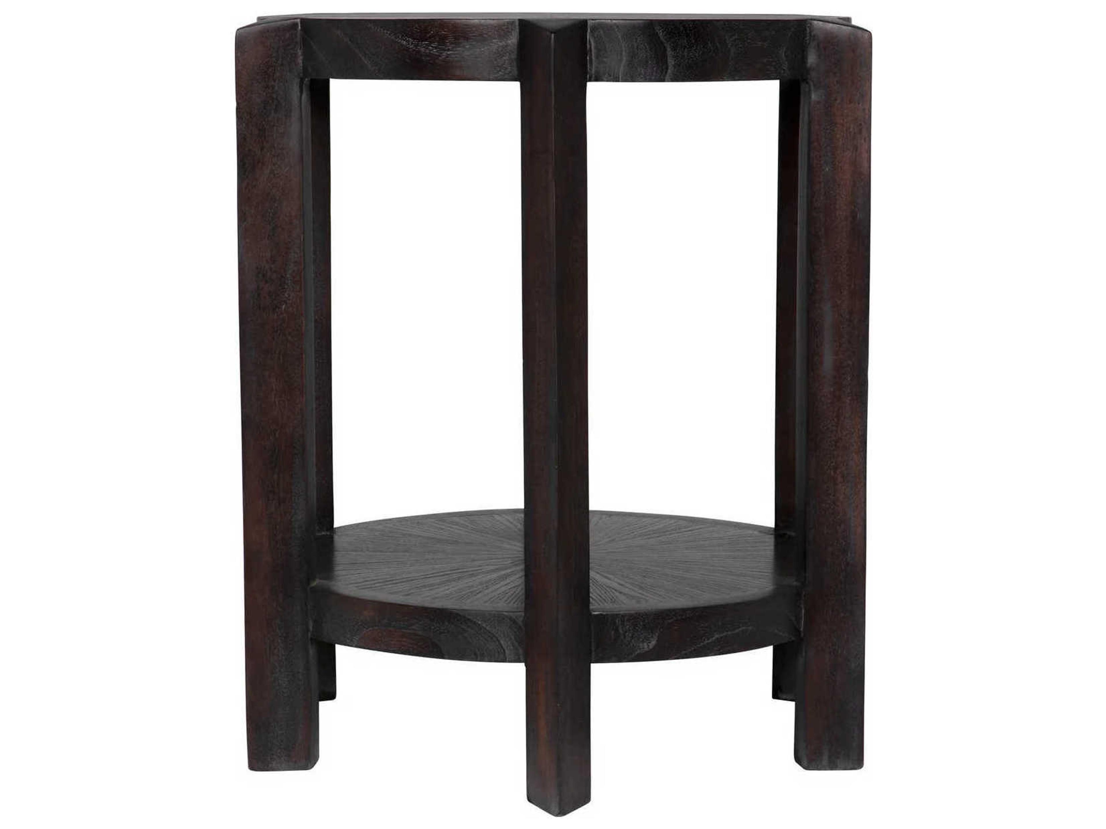 Noir Yuhuda Round Wood Sombre End Table